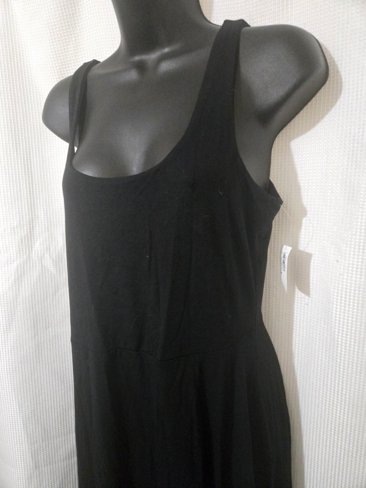 Old Navy Black Solid Knit A-Line Dress Scoop Neck Sleeveless Knee Length M