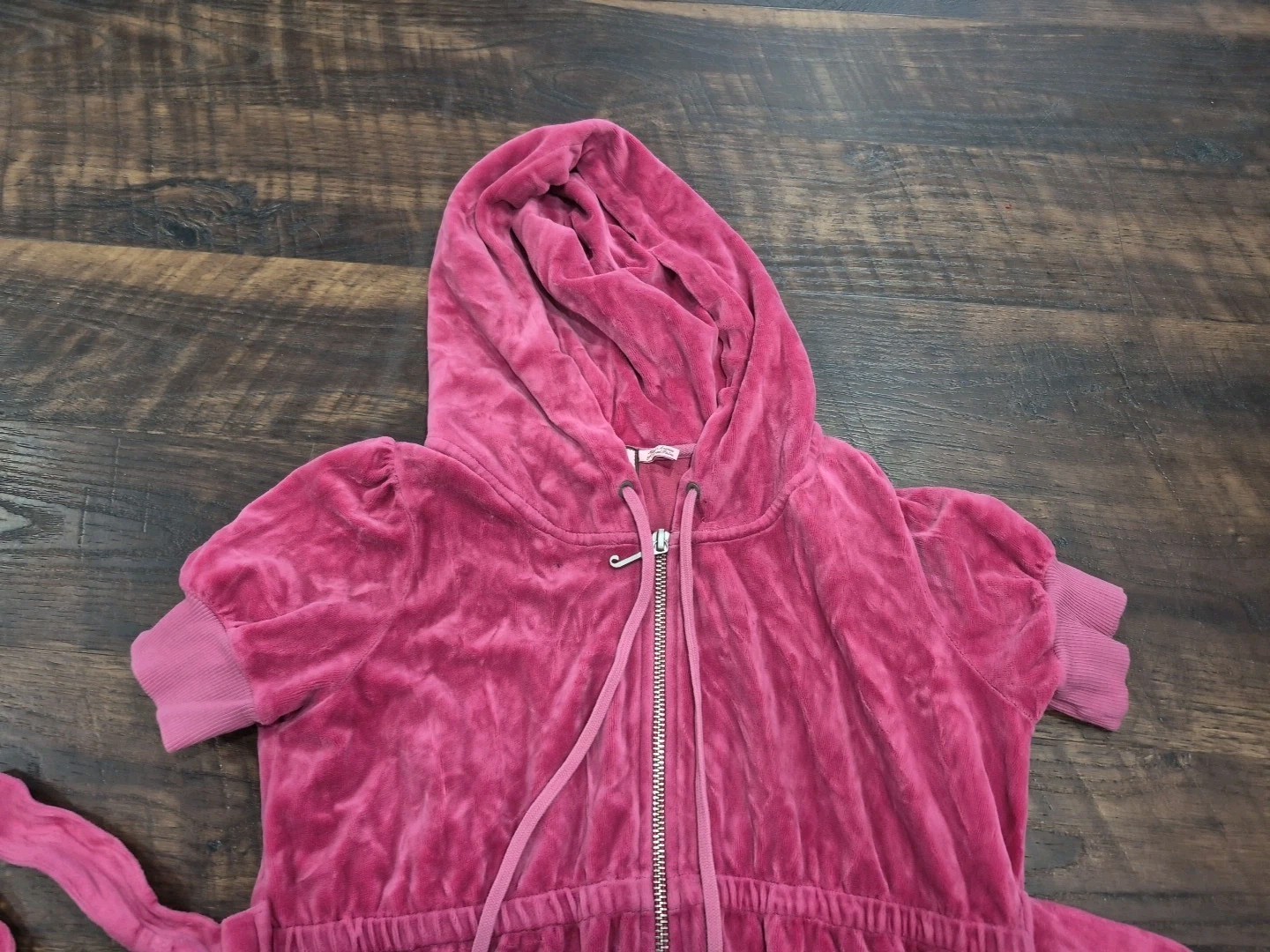 Juicy Couture Berry Vintage Velour Zip Hoodie Dress Y2K Size L USA Made