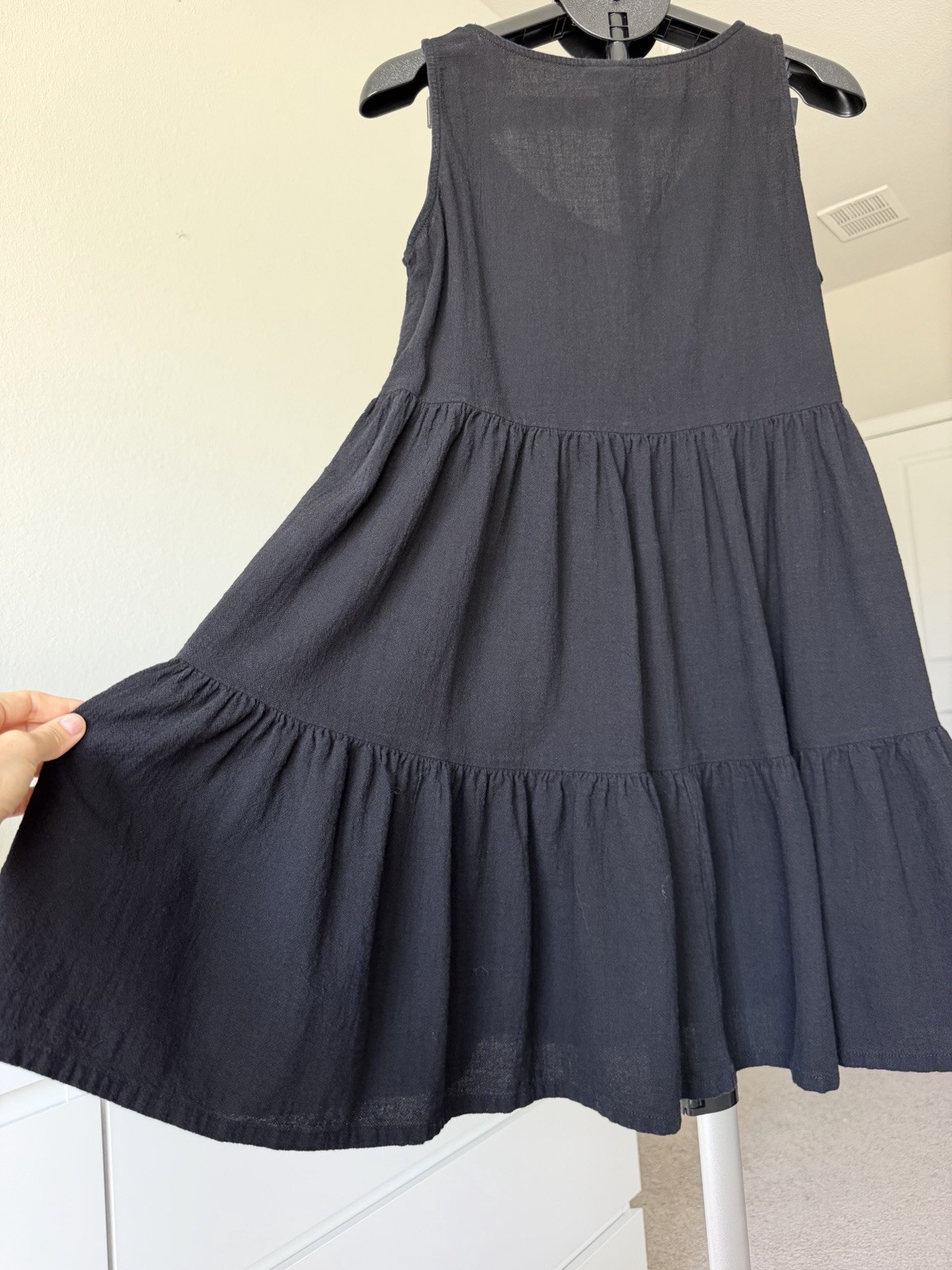a.n.a Sundress Size M Black Tiered Boho Summer Dress With Pockets Beach Cover