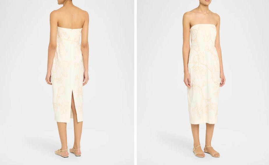 2025 NEW AUTHENTIC Veronica Beard Off White Netia Strapless Embroidered Dress