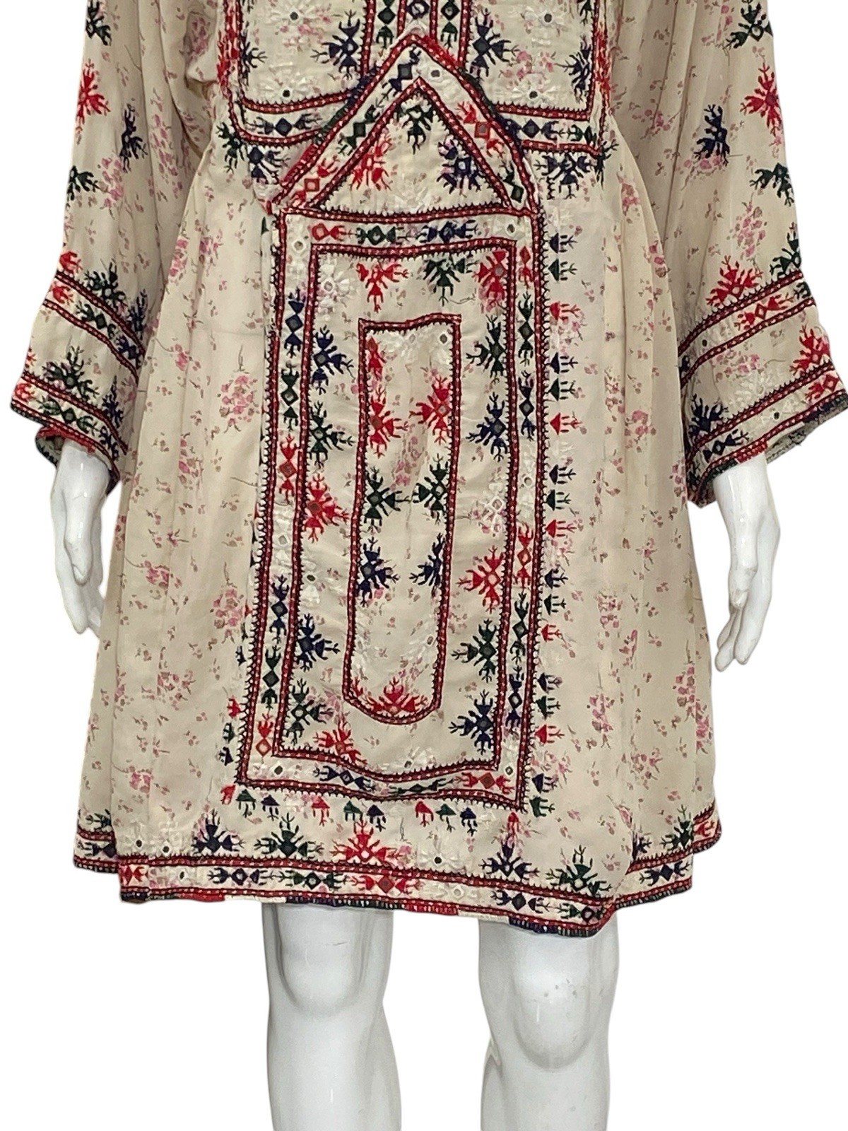 Isabel Marant Etoile Inesia Embroidered Kaftan Style Women Mini Short Dress S 36