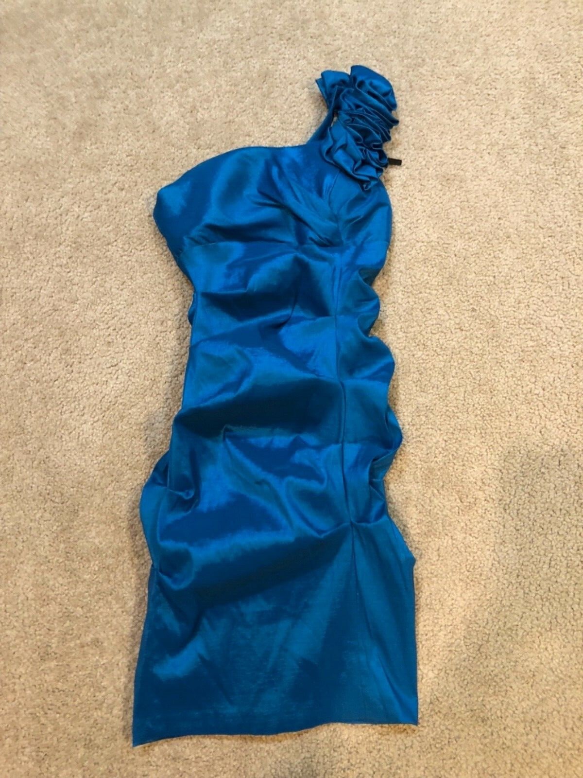 Eureka Womens Dress Sz XS Blue Ruched Bodycon Stretch holiday Prom Party Formal
