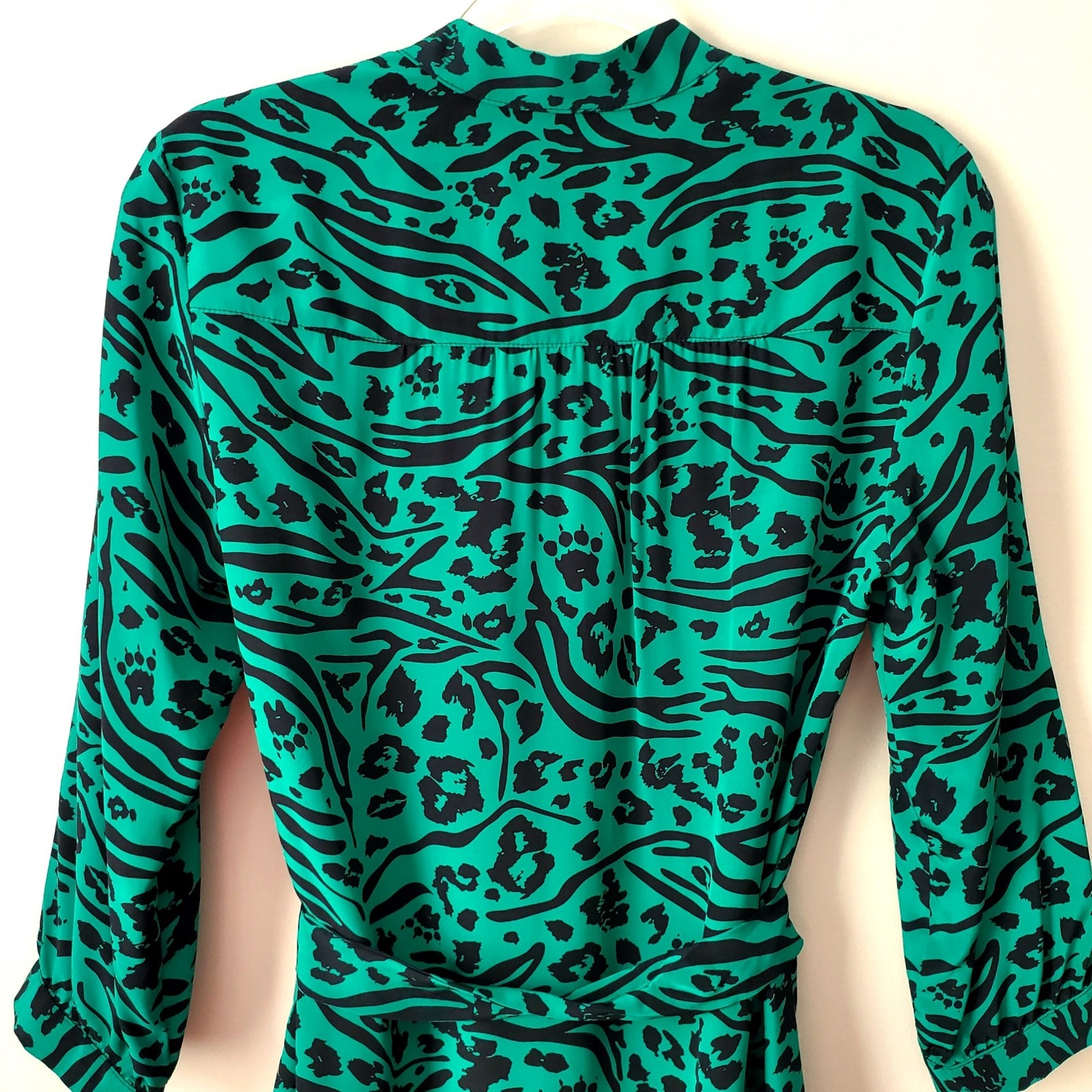 Amanda Uprichard Kelly Green Black Silk Belted Dress S Modern Career Classic USA