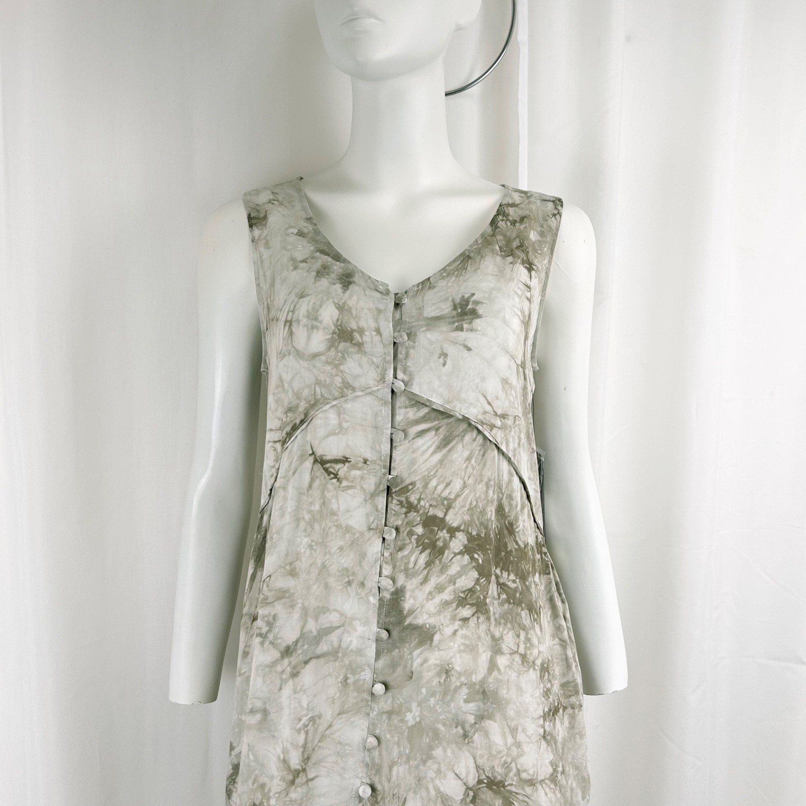 Tribal Brand Sleeveless 3-Tiered Boho Maxi Dress “Fern” Tie Dye XS
