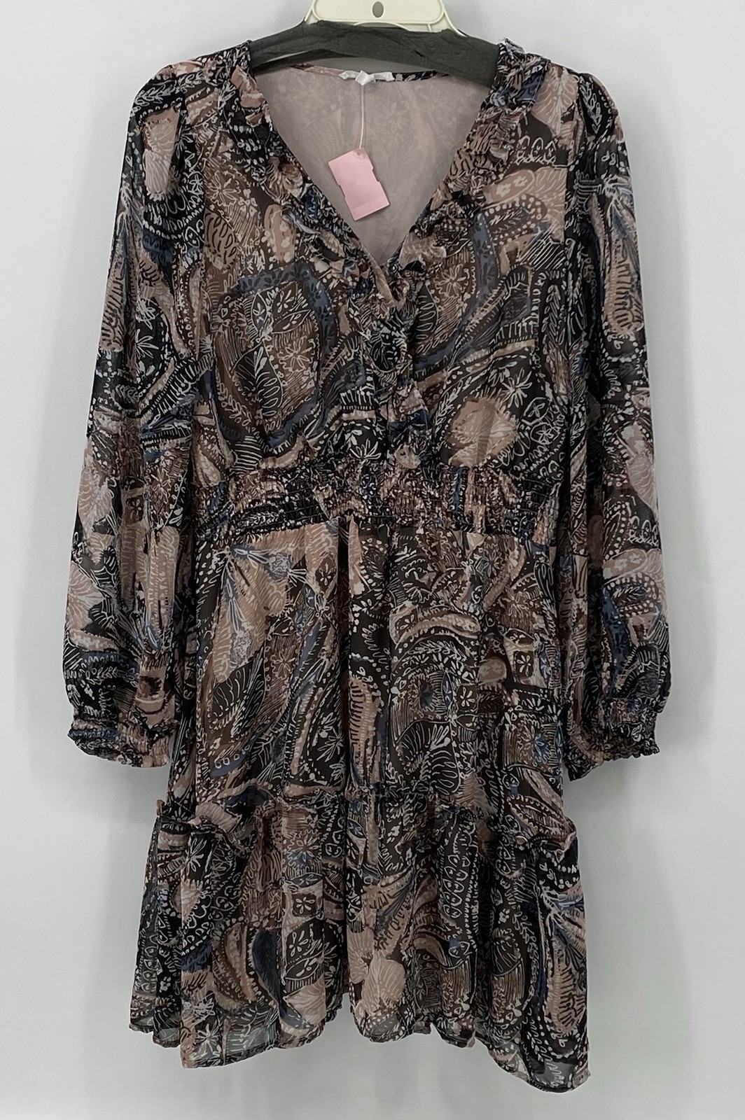 Maurices Preowned Womens Long Sleeve Sheer Lined Multicolored Shift Dress Medium