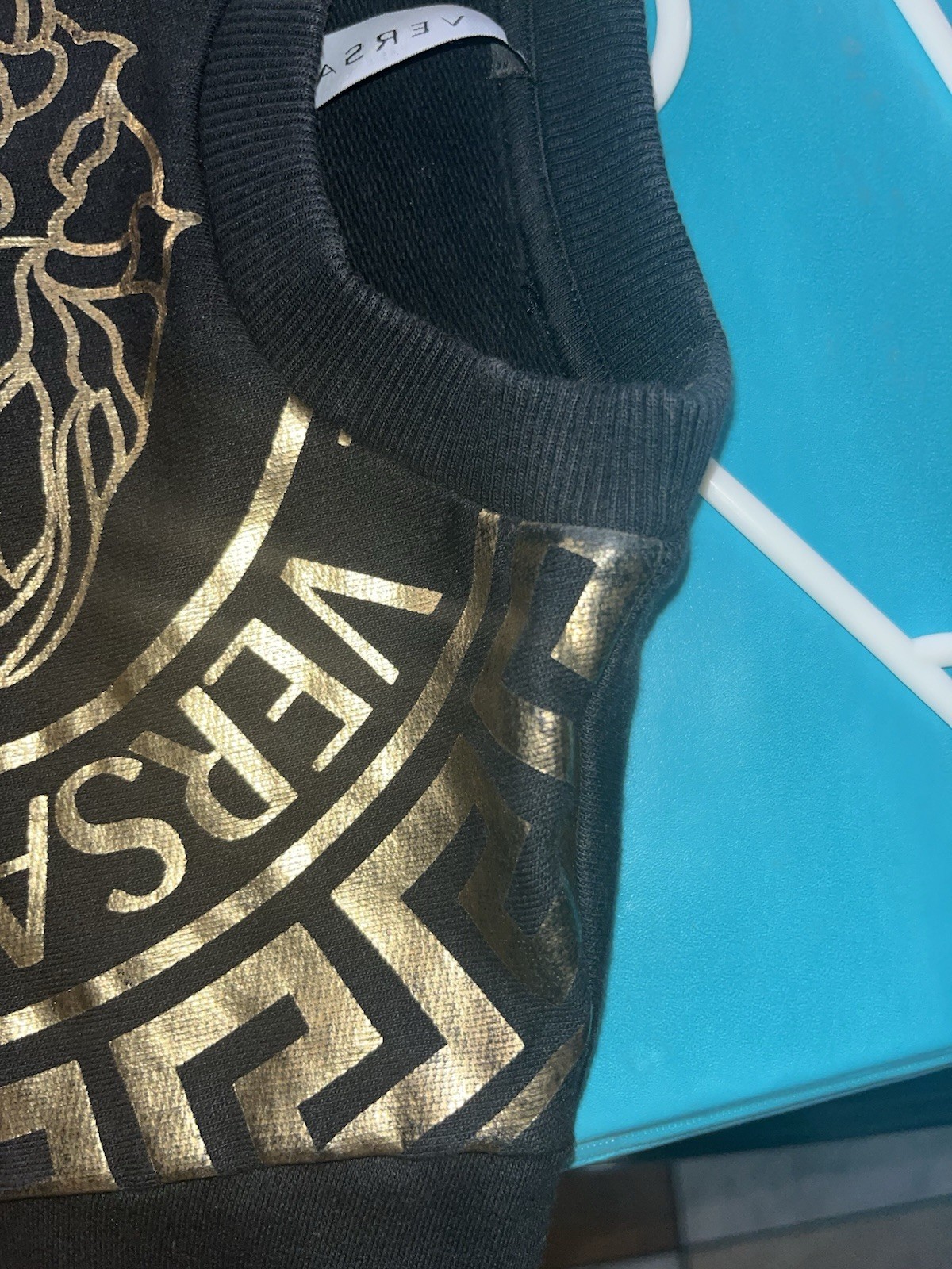 Versace Black Girl’s Metallic Medusa Logo Sweater Dress