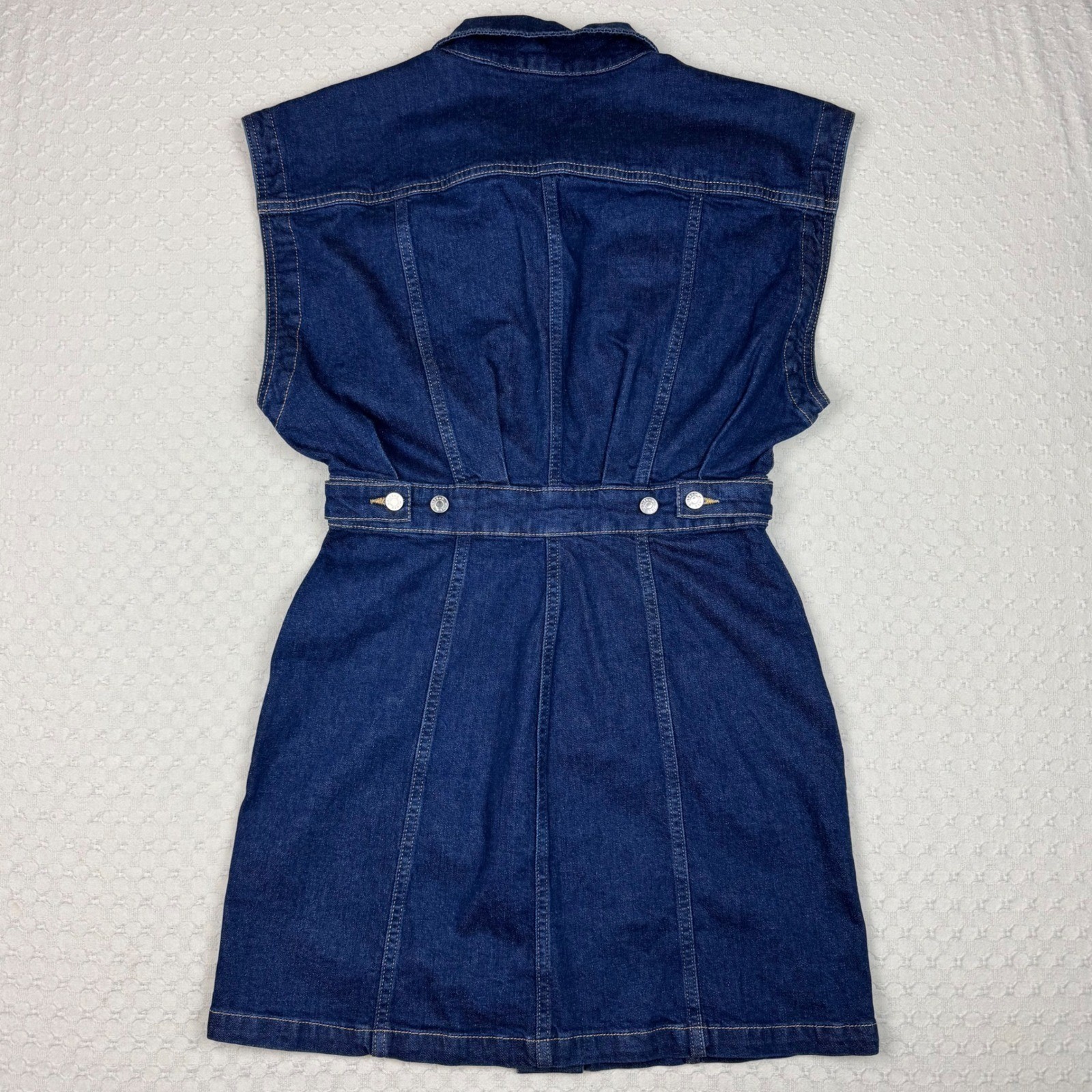 GRLFRND Celeste Denim Vest Dress Button Front Womens Size M Blue Clean Girl Chic