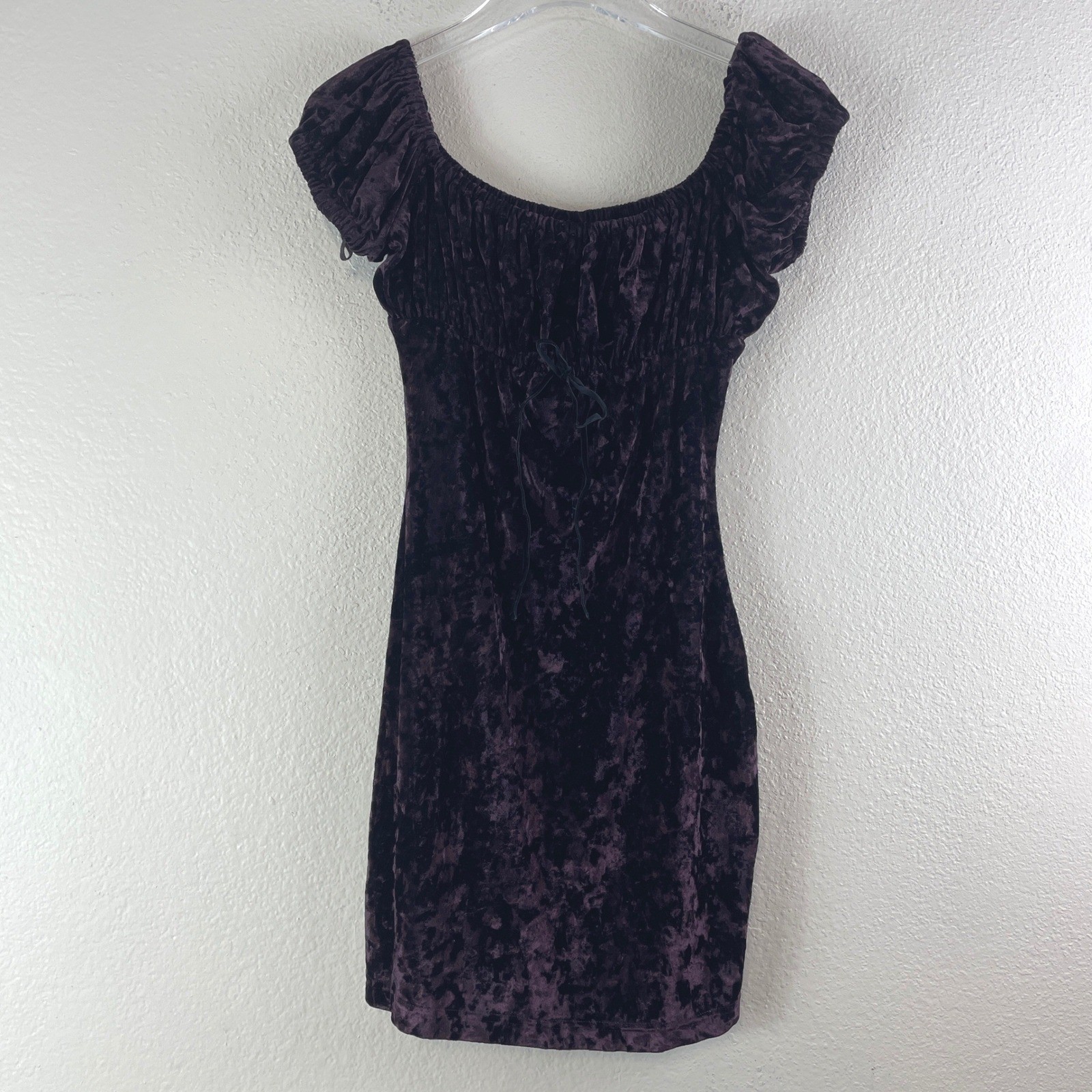 Contempo Casuals Vintage Crushed Velvet Mini Dress Size M Purple 90s Grunge Goth