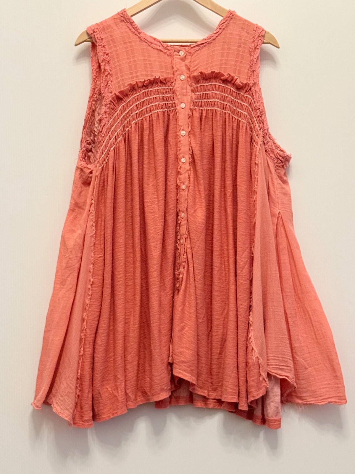 Free People Sea Breeze Tunic Dress Womens Size L Boho Mini Long Sleeve