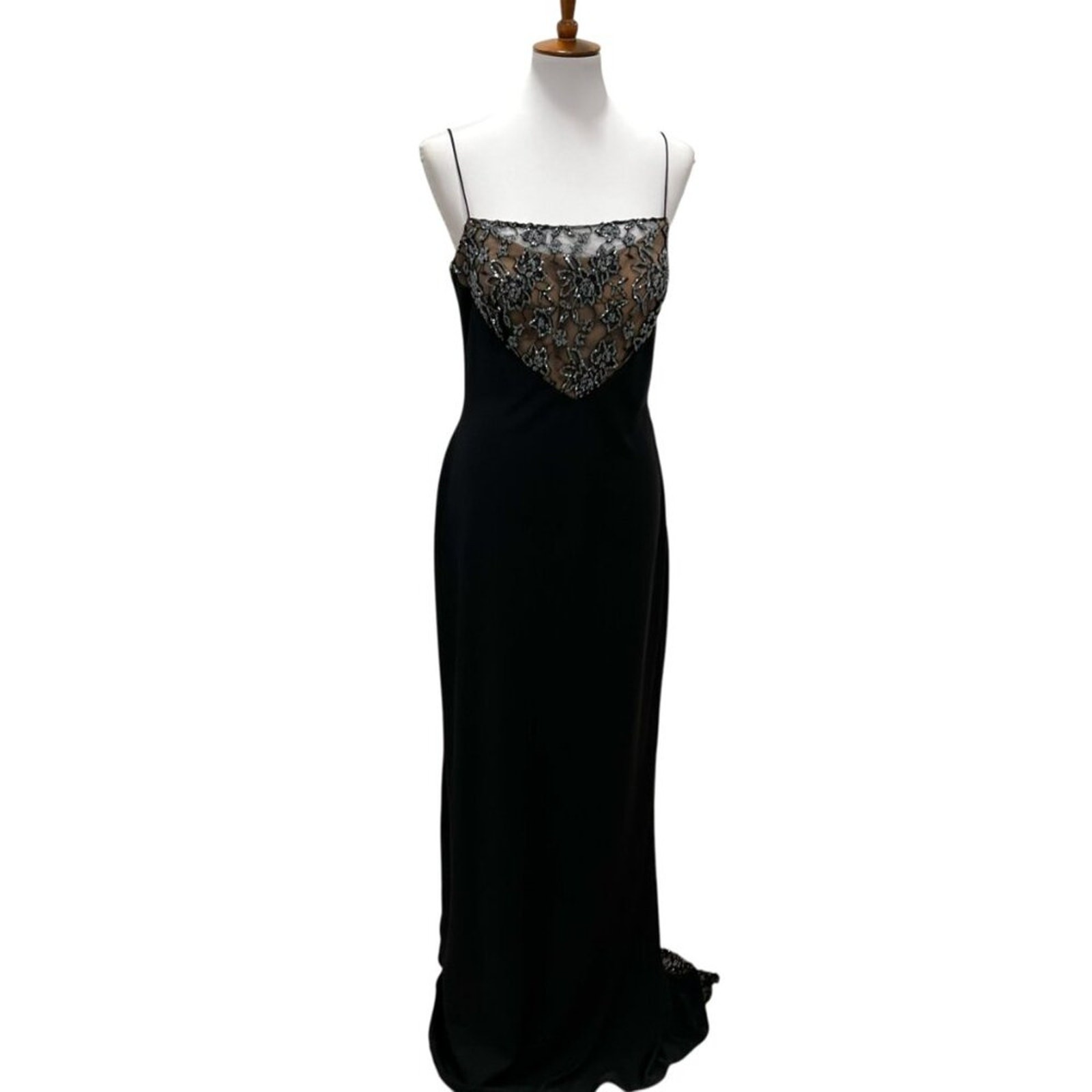 Vintage Black Formal Dress Medium Y2K Gown Hoco Long Cruise Wedding Bridesmaid