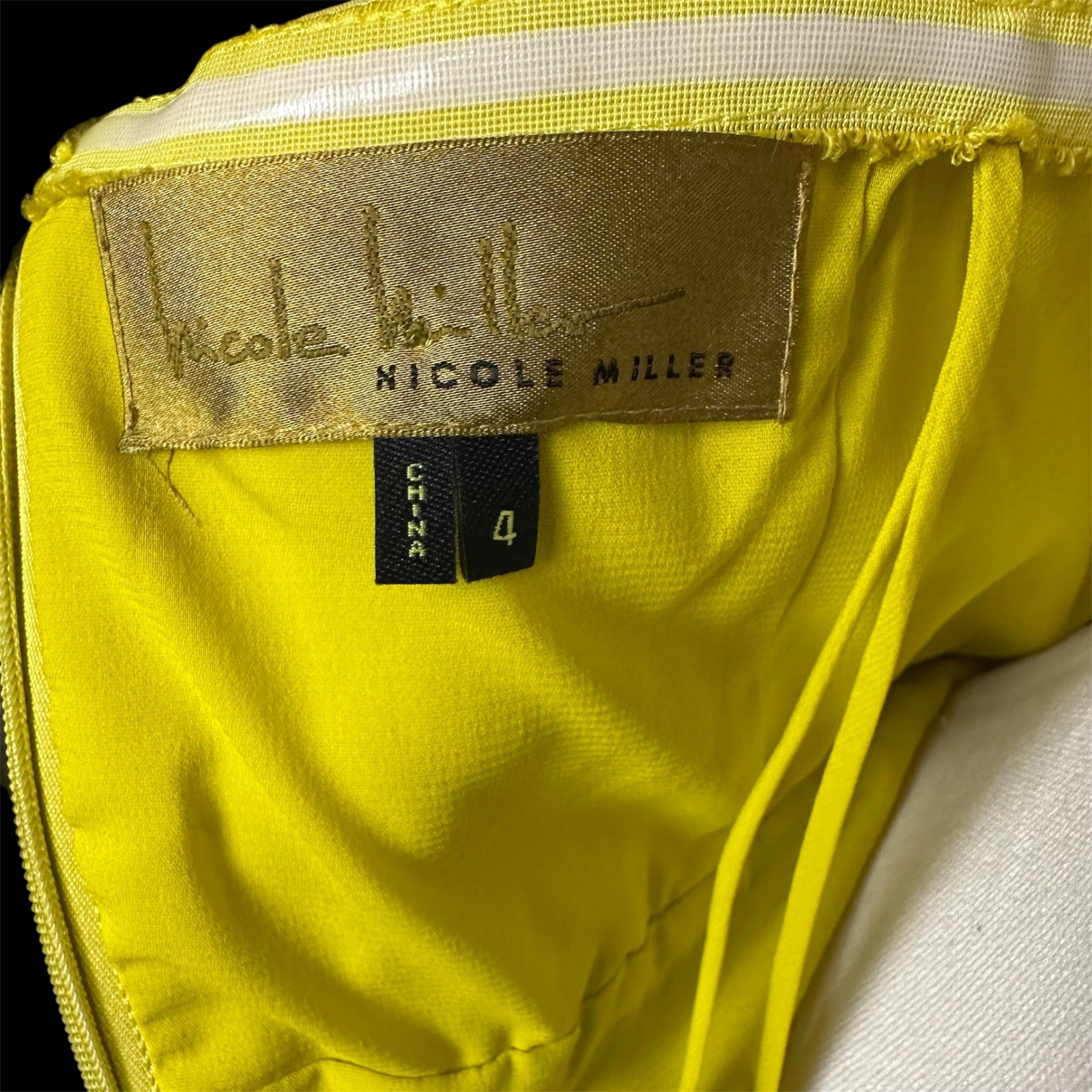 Nicole Miller Yellow Strapless Embellished Waist Ruffle Evening Gown Maxi Dress