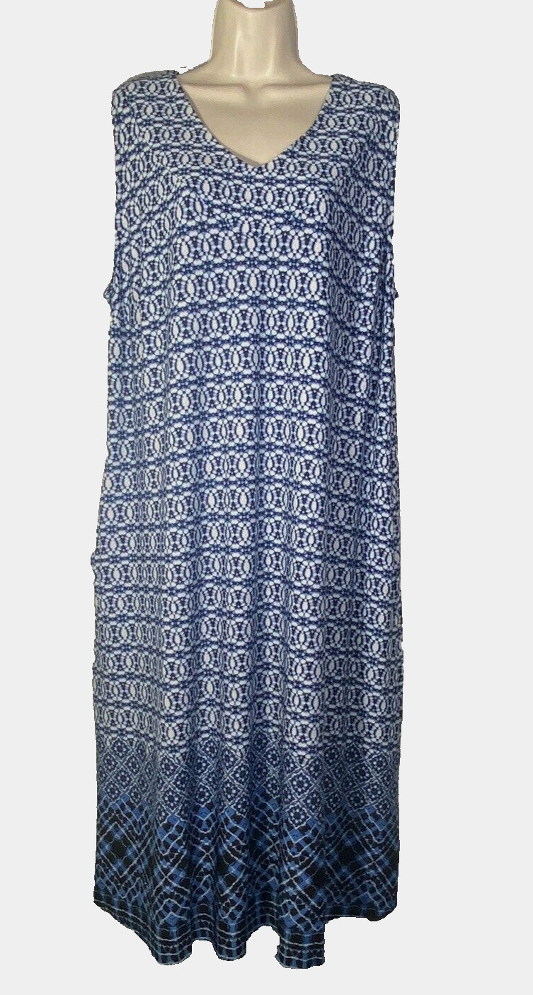 Catherines AnyWear Maxi Dress Women’s Plus 0X 14-16W Sleeveless Blue NWT $79.95