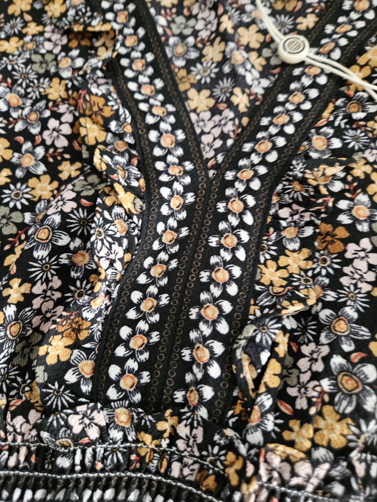 Max Studio Brown Black Floral Ruffle Maxi Dress VNeck Large Nordstrom New NWT!👗
