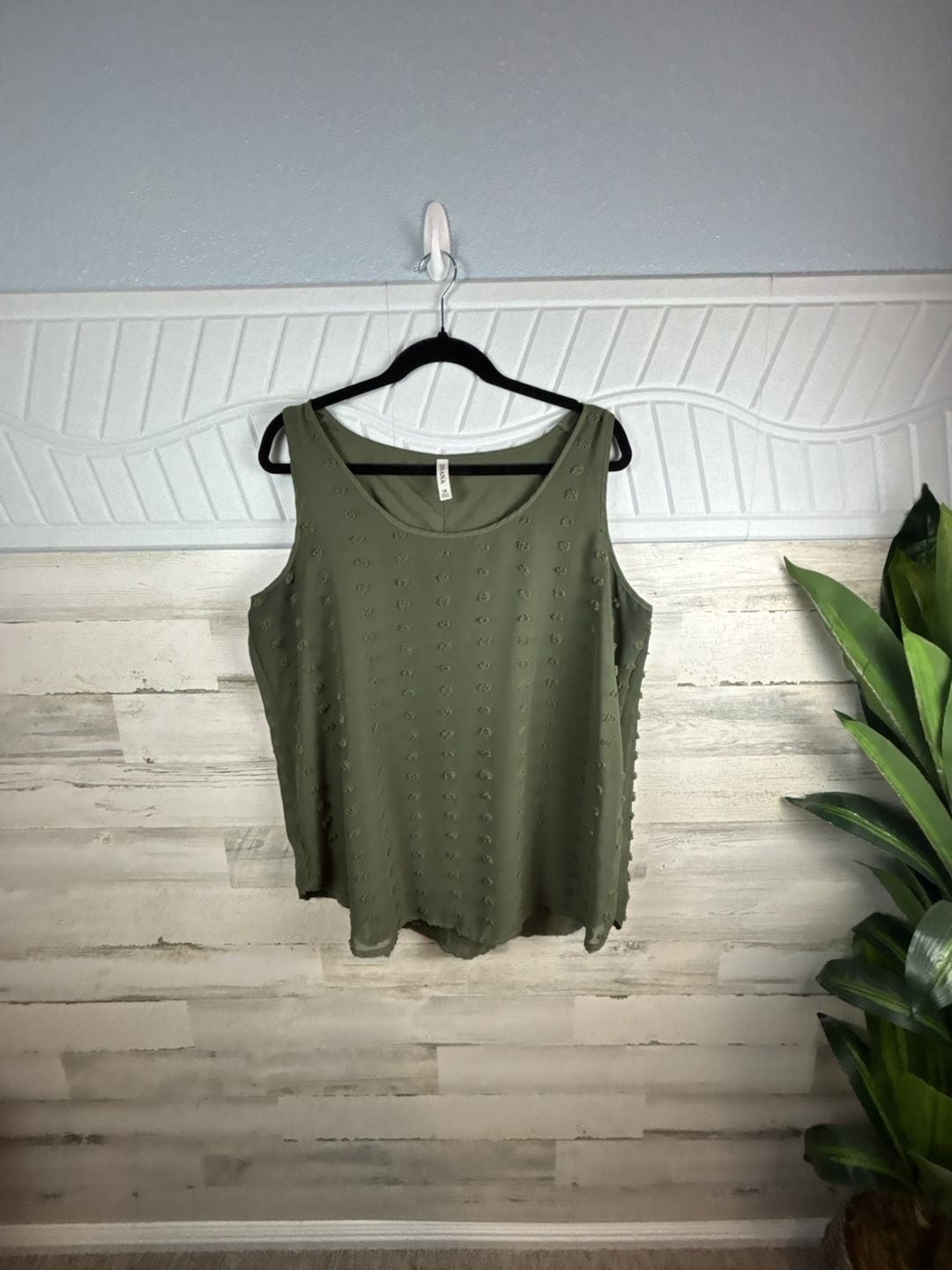Women’s Swiss Dot Sleeveless Short Boho Casual V Neck Shift Loose fit Green L