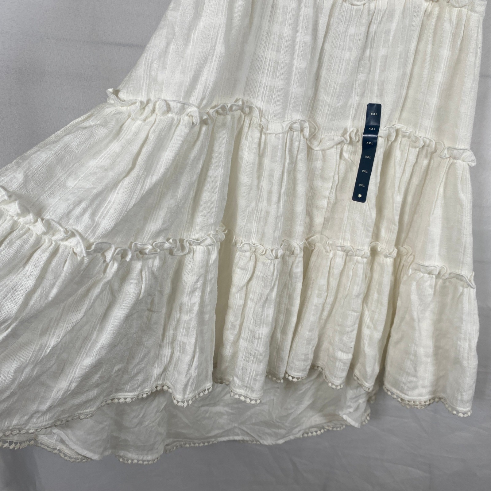 Lucky Brand Boho Fairycore Tiered Open Back Dress Women XXL Off White Festival