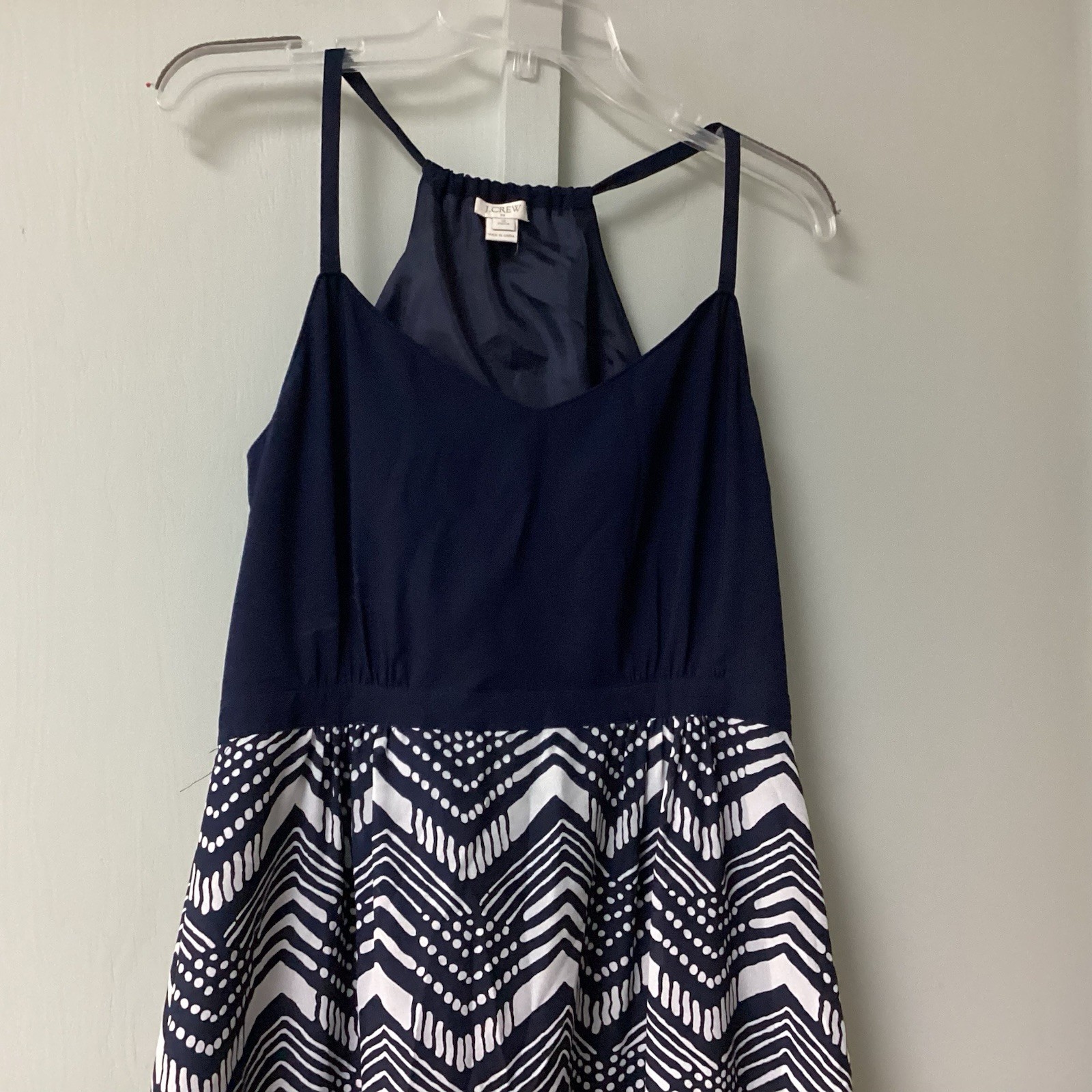 J. Crew Midi Dress Size 10 Petite Halter Polyester Slit Cut Side Zip Navy Lined