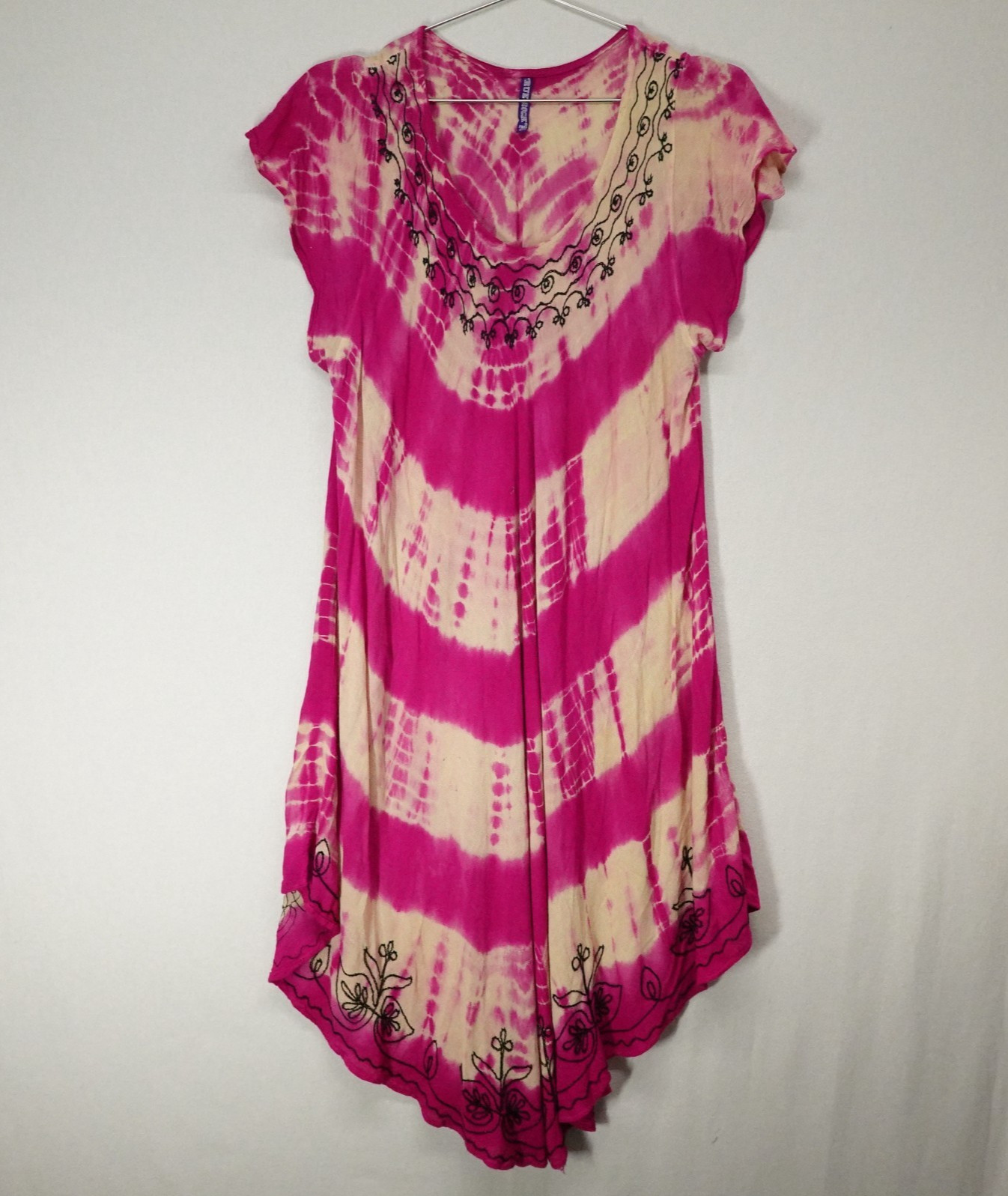 True Rock Dress Pink Tie Dye Boho Festival Flowy Rayon Free Size Hippie
