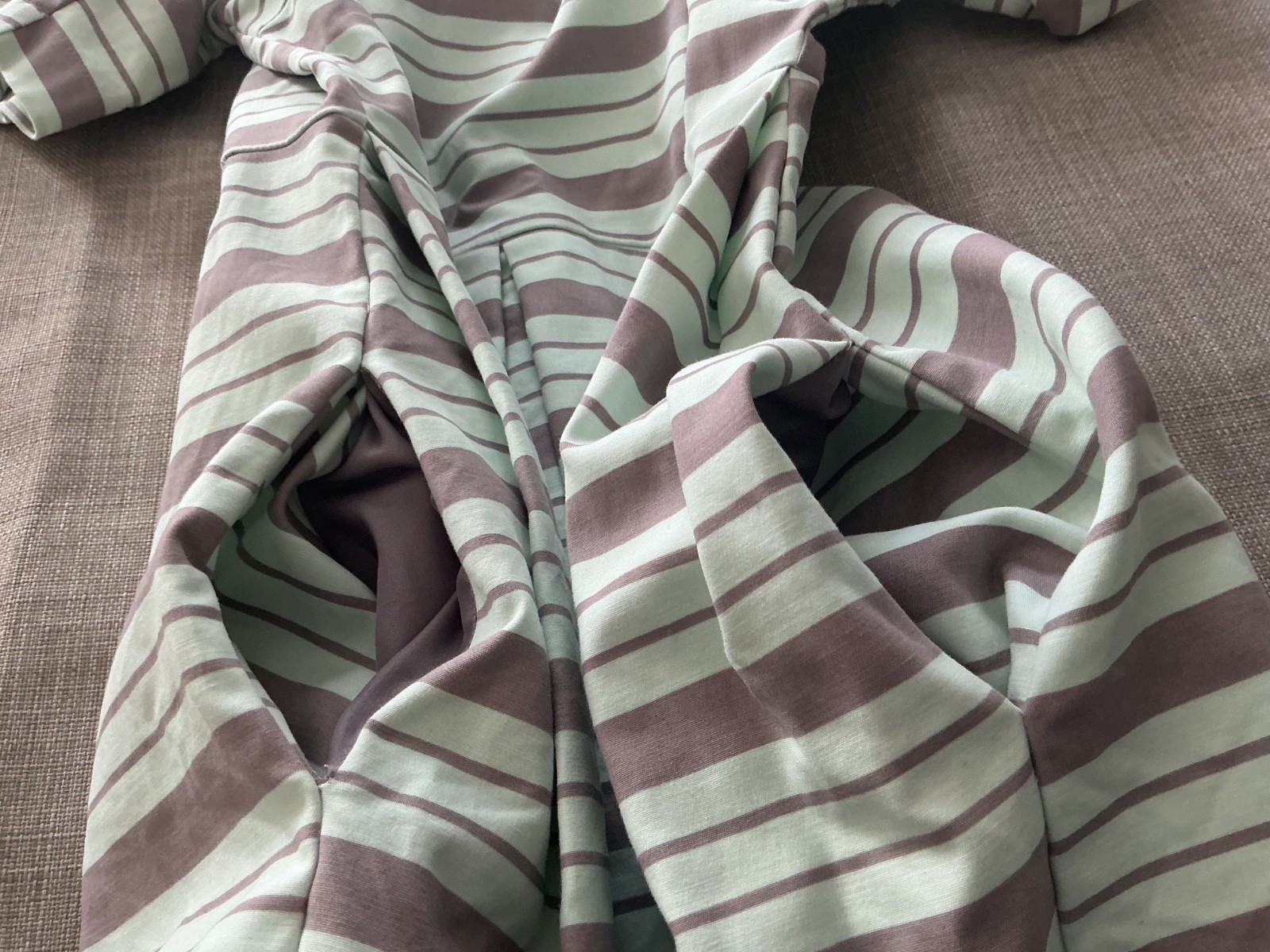 DE Collection Mint And Gray A Line Striped Dress Size Large w/ Pockets
