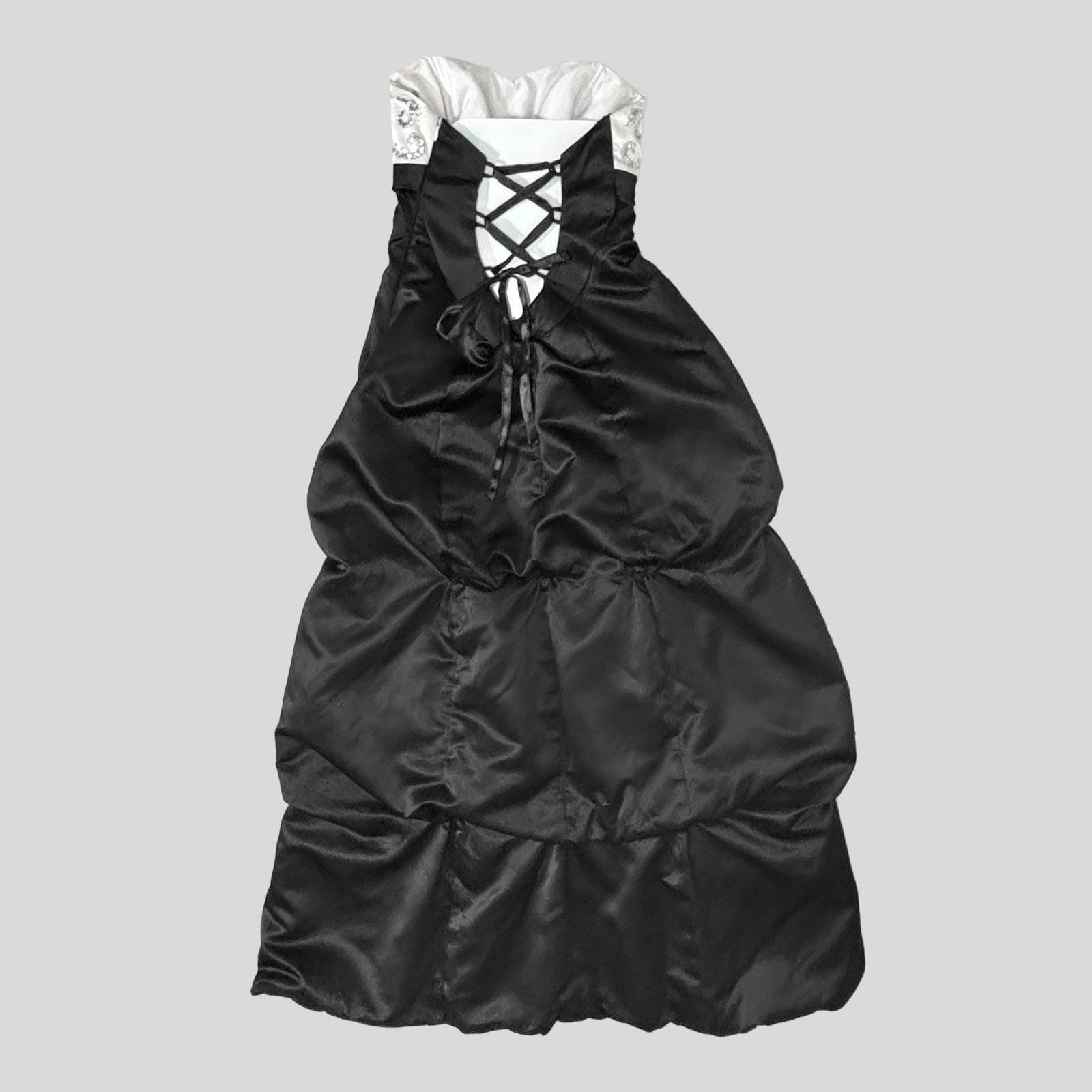 VTG Y2K Morgan & Co. Black White Sequin Beaded Pick-Up Corset Gown Dress 13/14