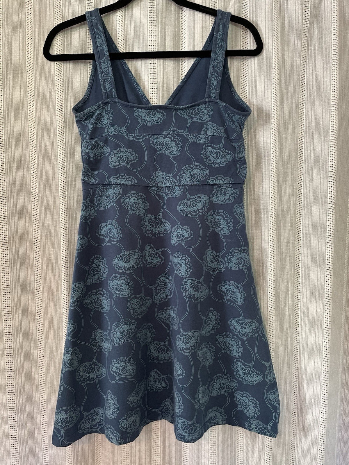 Patagonia Blue Floral V-Neck Sleeveless A-Line Organic Cotton Knit Dress S