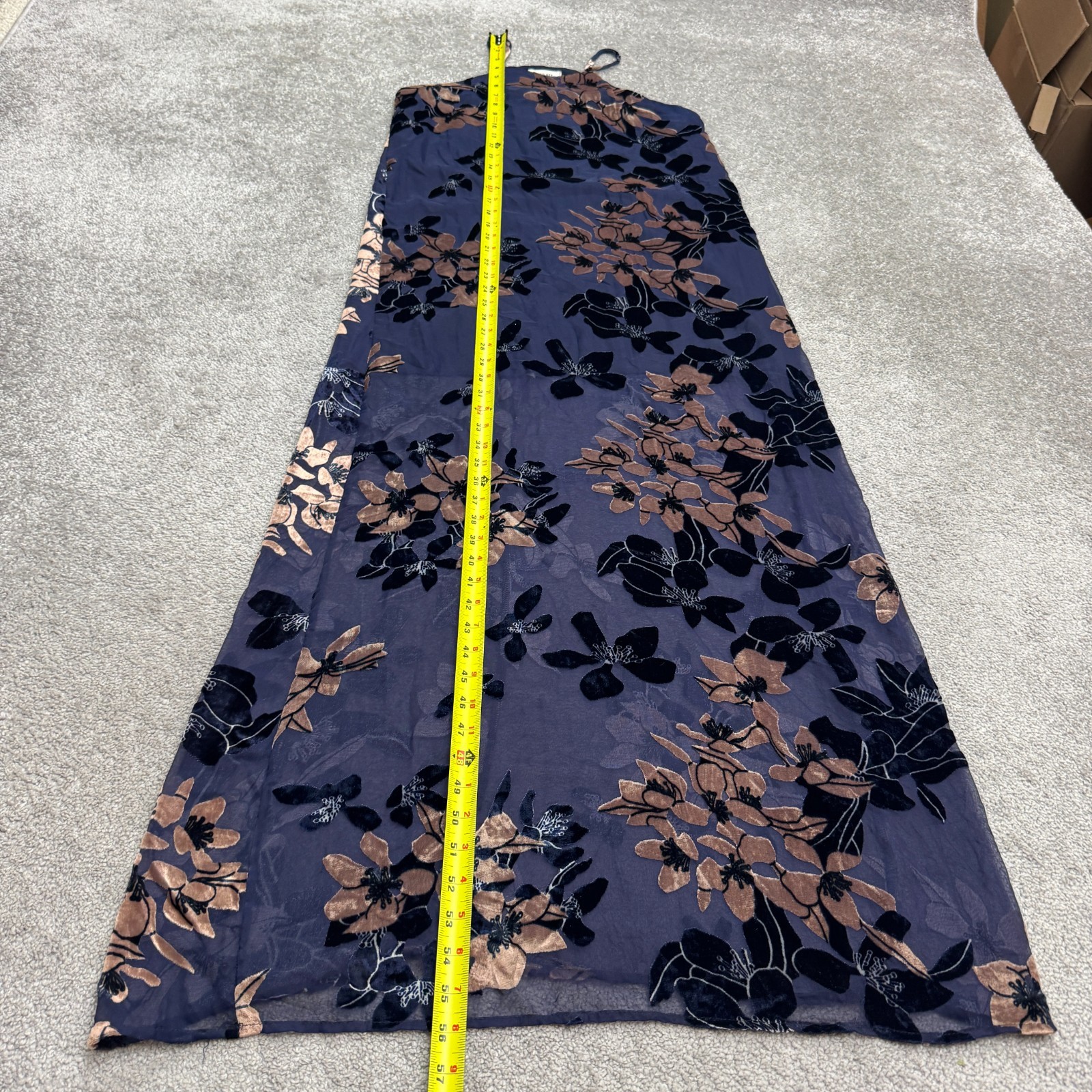 Mod Ref Floral Halter Maxi Tank Dress Womens Small Navy Velvet Burnout Bohemian
