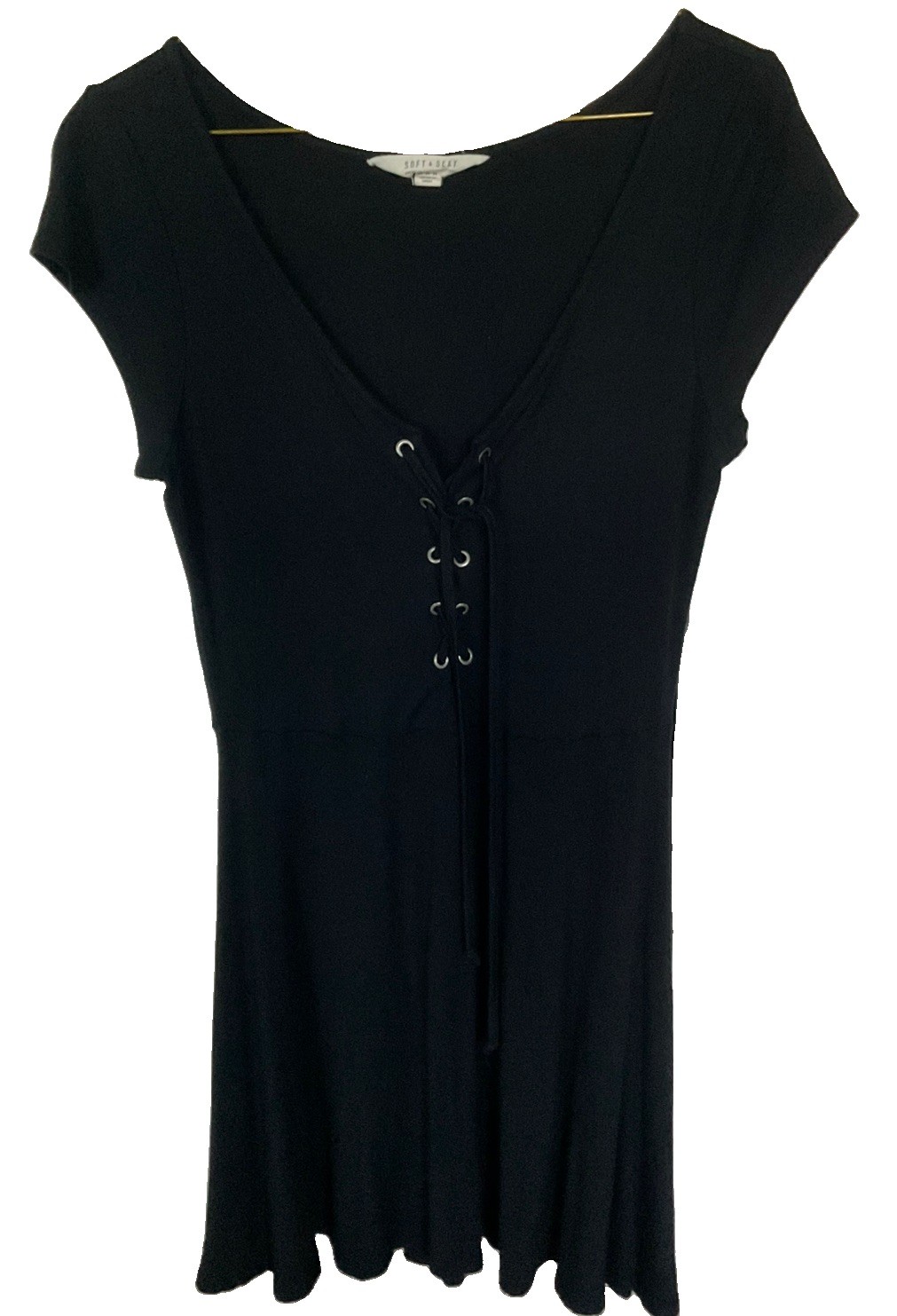 American Eagle Soft & Sexy Black Lace Up Front Cap Sleeves Mini Dress Women’s M
