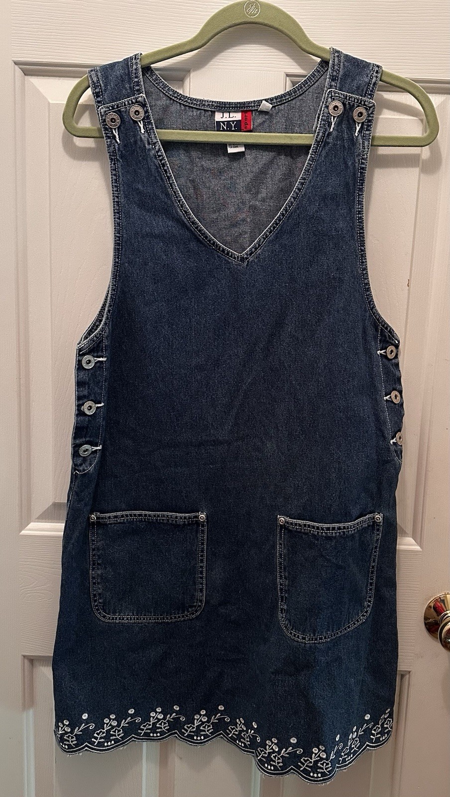 Vintage JL NY Sport denim dress Embroidered Size Small
