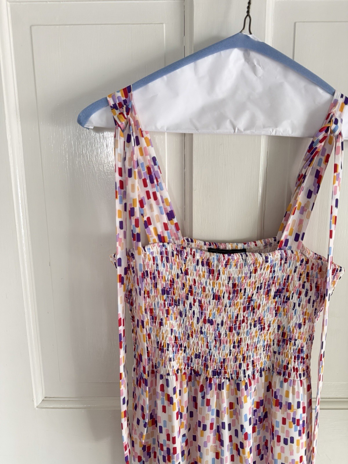 Sam Edelman Women’s Smocked Tiered Midi Dress Multicolor Abstract Print Size 2
