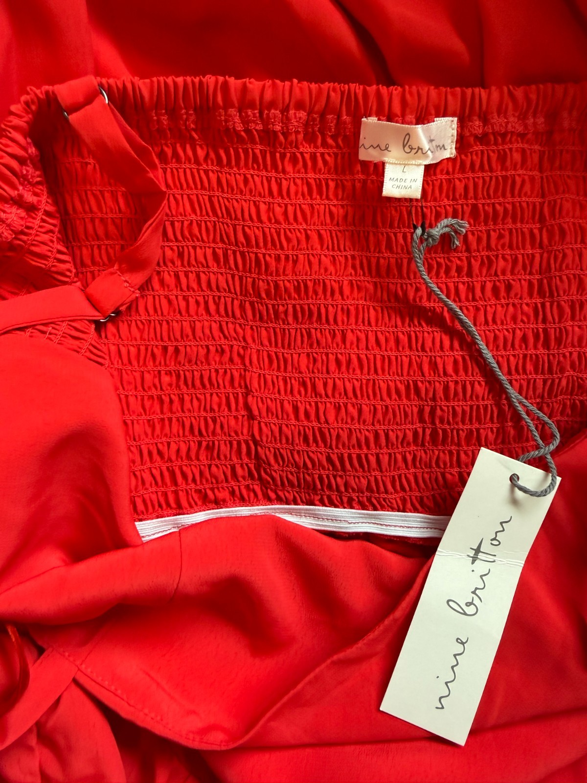 Nine Britton Stitch Fix Square Neck Midi Dress Red Tiered Sleeveless. Large. NWT