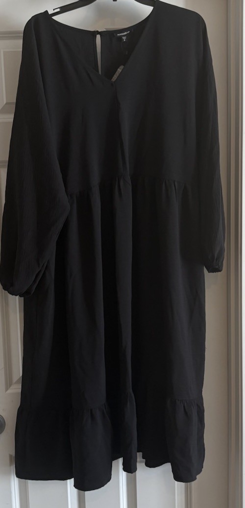 Mittoshop The Stevie Botique Long Sleeve Black Dress Size Medium NWT