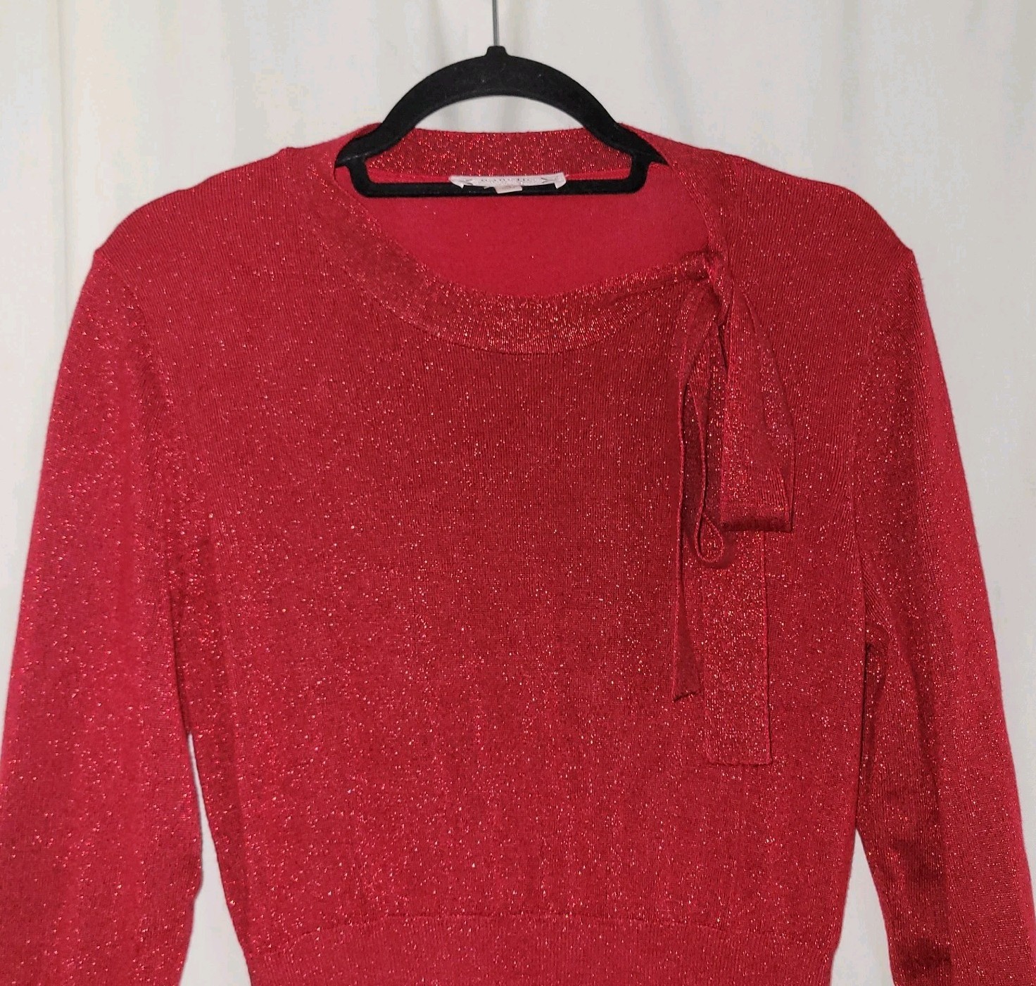 Nanette Lepore Sparkly Red Dress Size XL Holiday Christmas 3/4 Sleeve Classic
