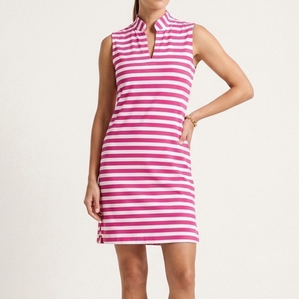 Sailor-Sailor Pink Striped Lucille Dress Sz L Preppy Nautical Coastal July 4