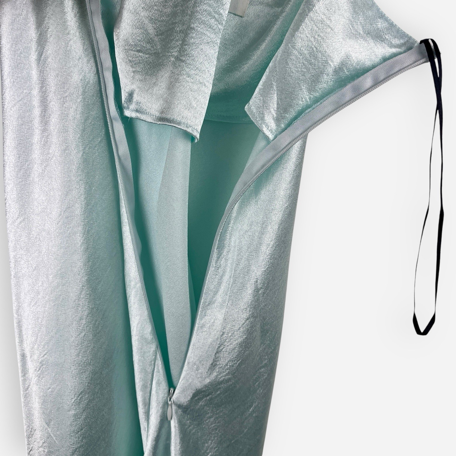 Double Zero Mint Green Slip Dress Long Medium Satin Bias Cut Spaghetti Straps
