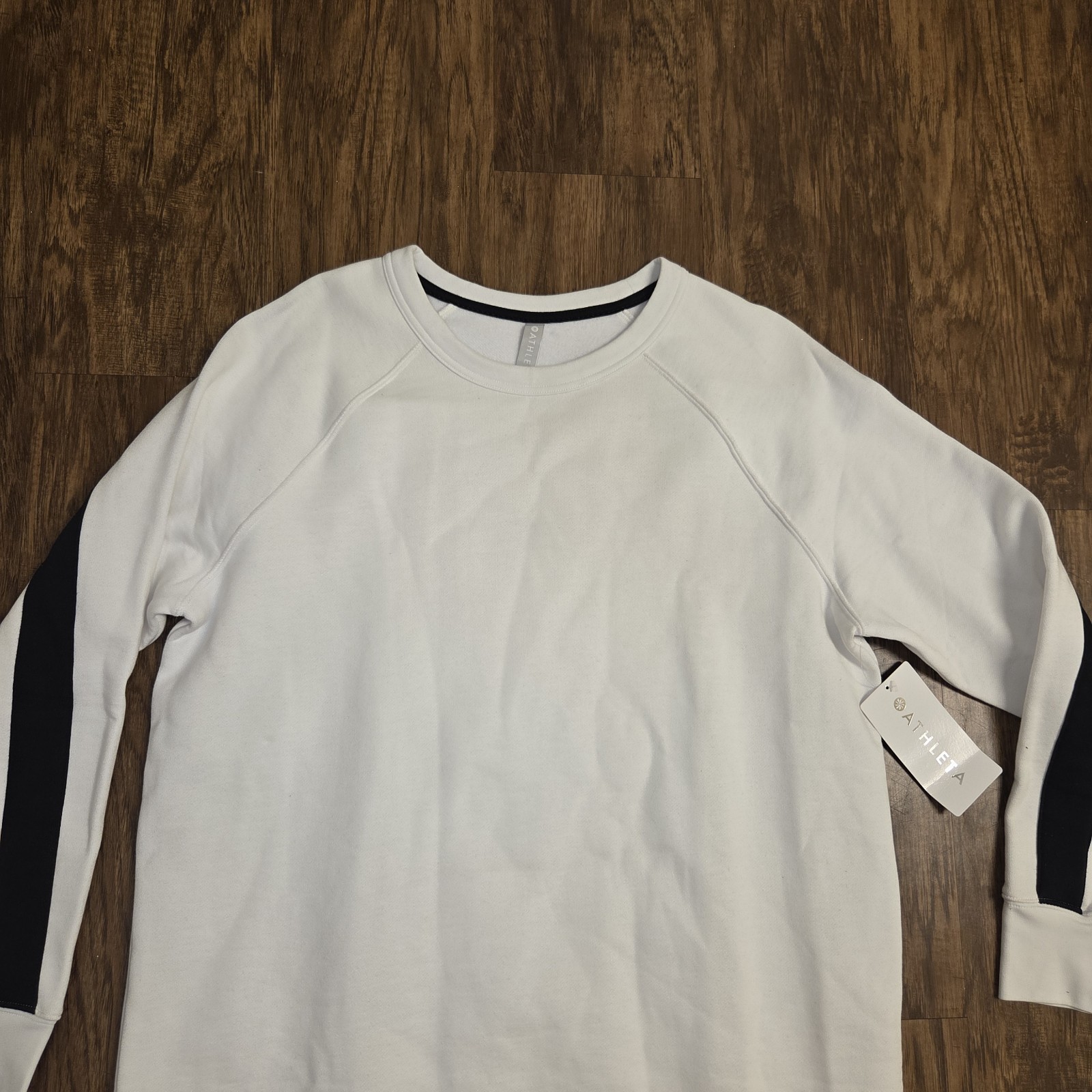 Athleta Round Trip Sweatshirt Dress Women L White French Terry Sporty Athleisure