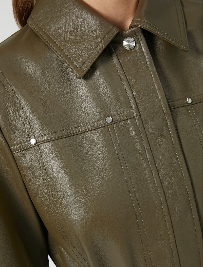 🌟 Sportmax by MAX MARA Nappa LEATHER Dress Usa2_ It36_ De32_ Uk4_ Fr34