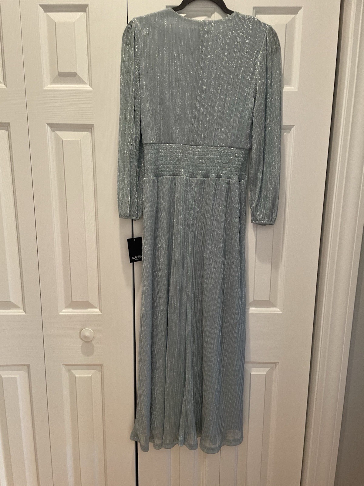 Marina Sky Blue Tea length/Maxi Dress V-Neck 3/4 Sleeves New with tags. Size M
