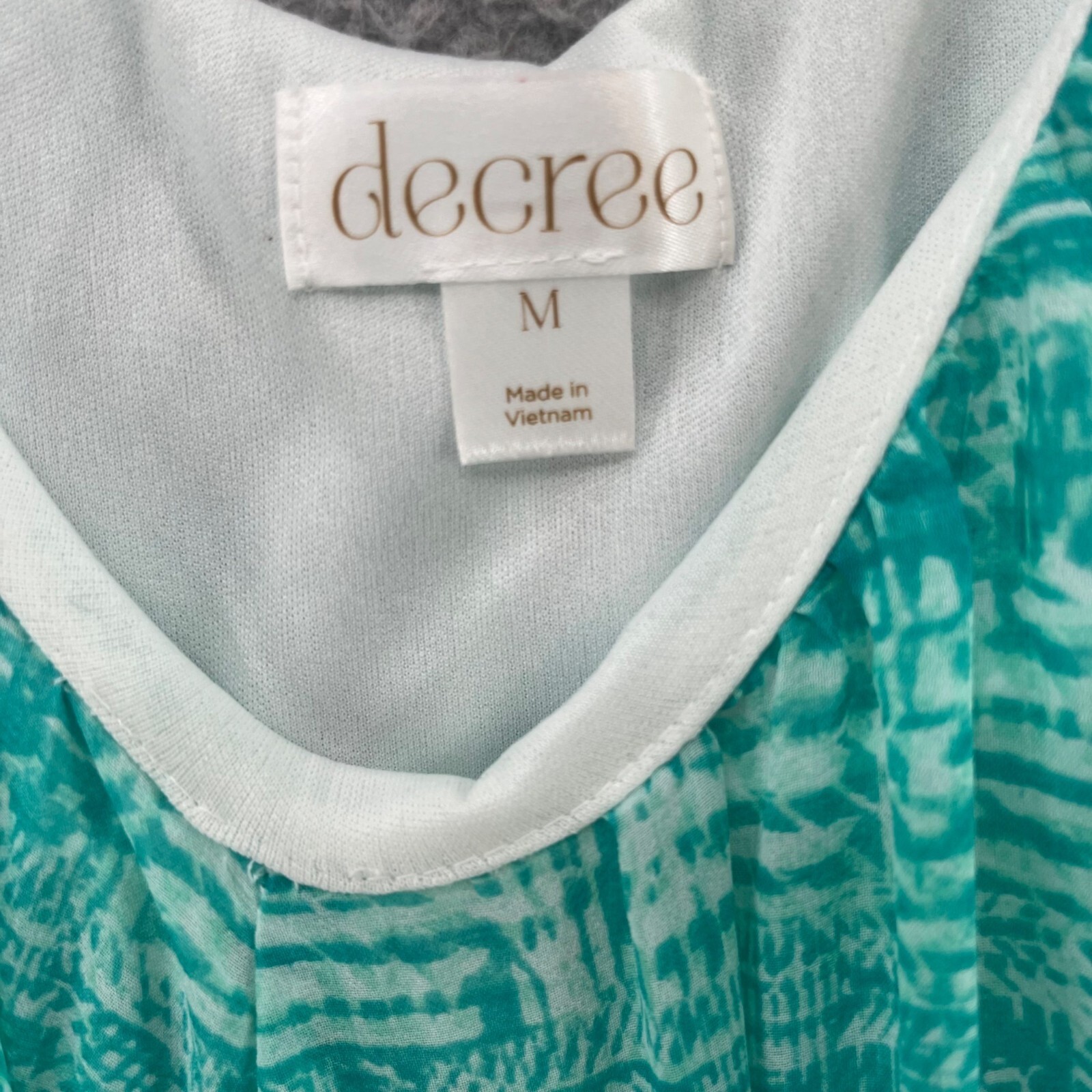 Decree Deepsummer Mini Dress Green White Printed Sleeveless Scoop Neck Size M