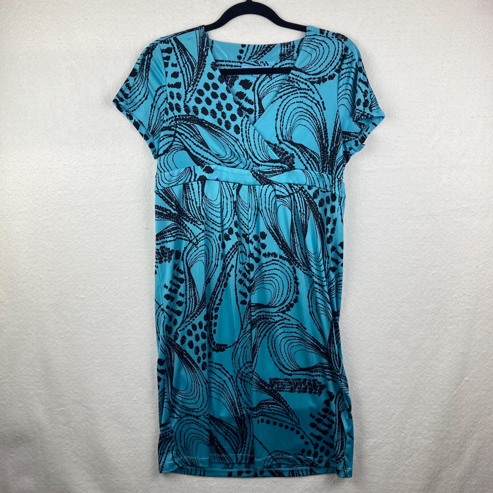 Antonio Melani Tunic Turquoise and Black Mini Dress with Side Zip Size Medium
