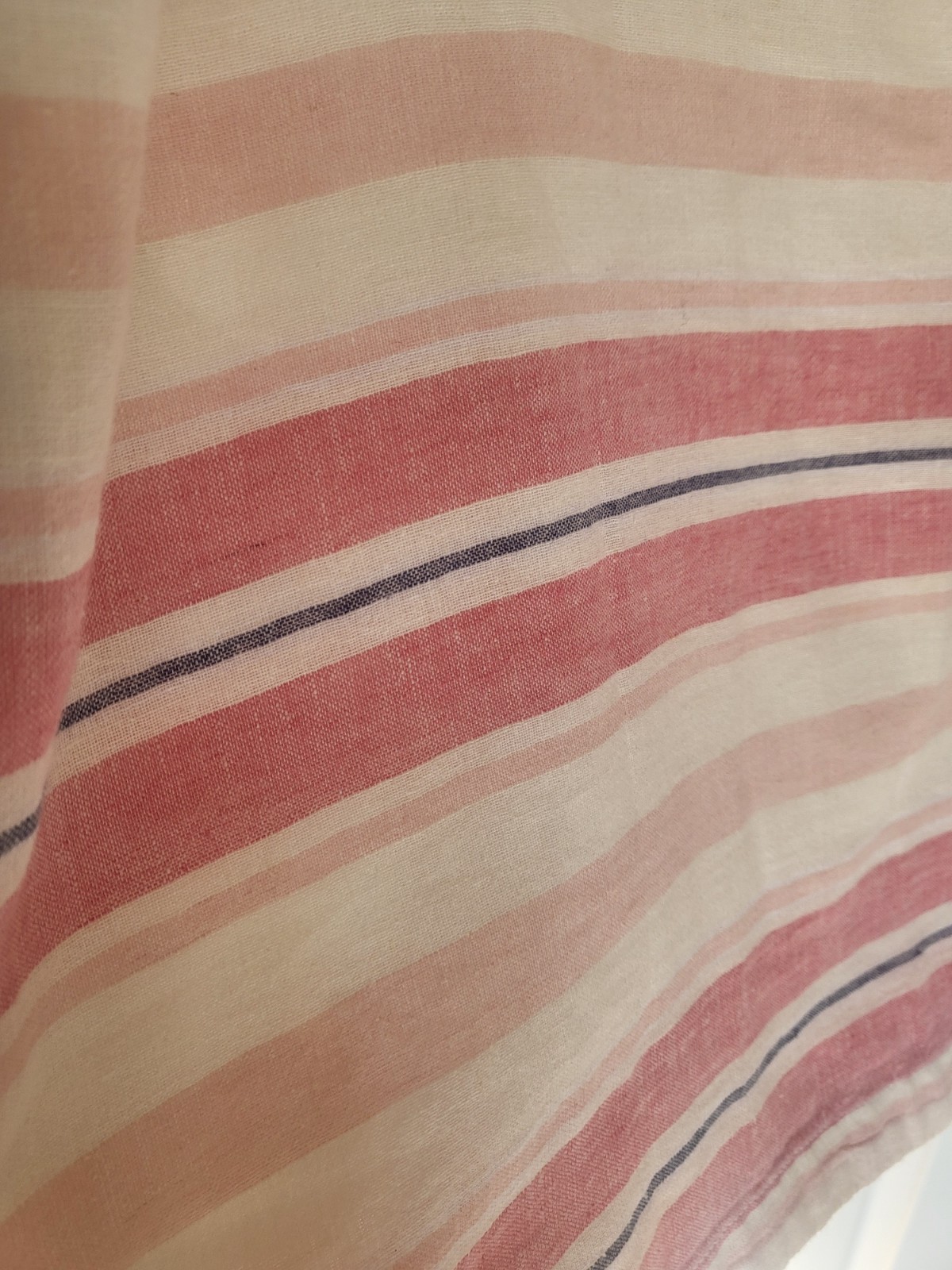Beach Lunch Lounge Dress Womens Large Pink White Stripe Linen Blend Summer