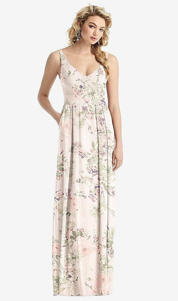 After Six 1519…Sleeveless Pleated Skirt Maxi Dress…..Blush Garden…Sz 10