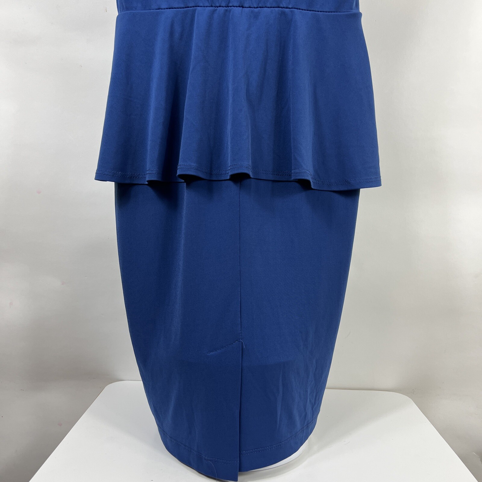 Elementz Pencil Dress Women’s Medium Short Sleeve Blue Ruffle Polyester Blend