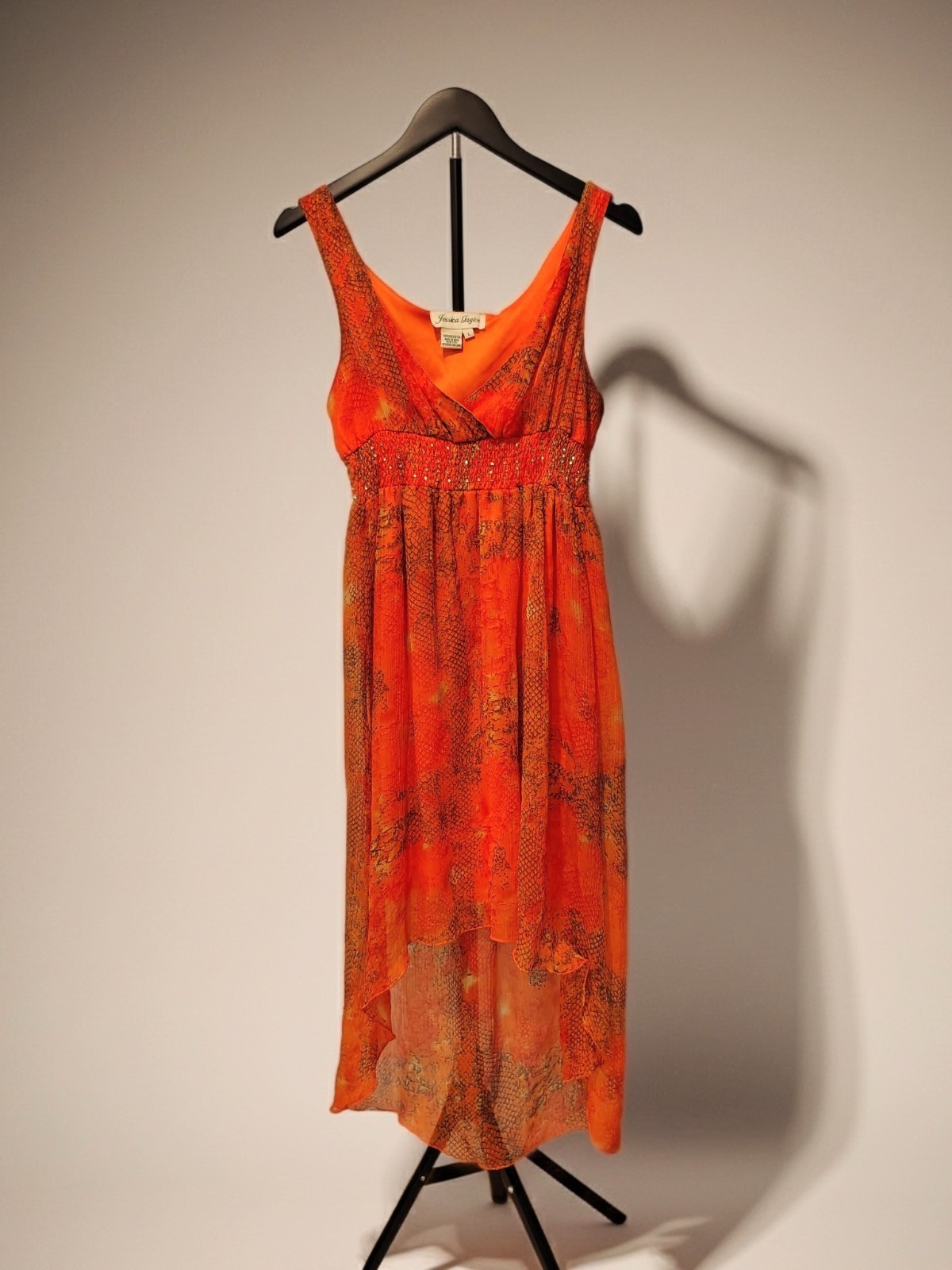Jessica Taylor Large Orange Ombre, Rhinestone Asymmetrical Dress