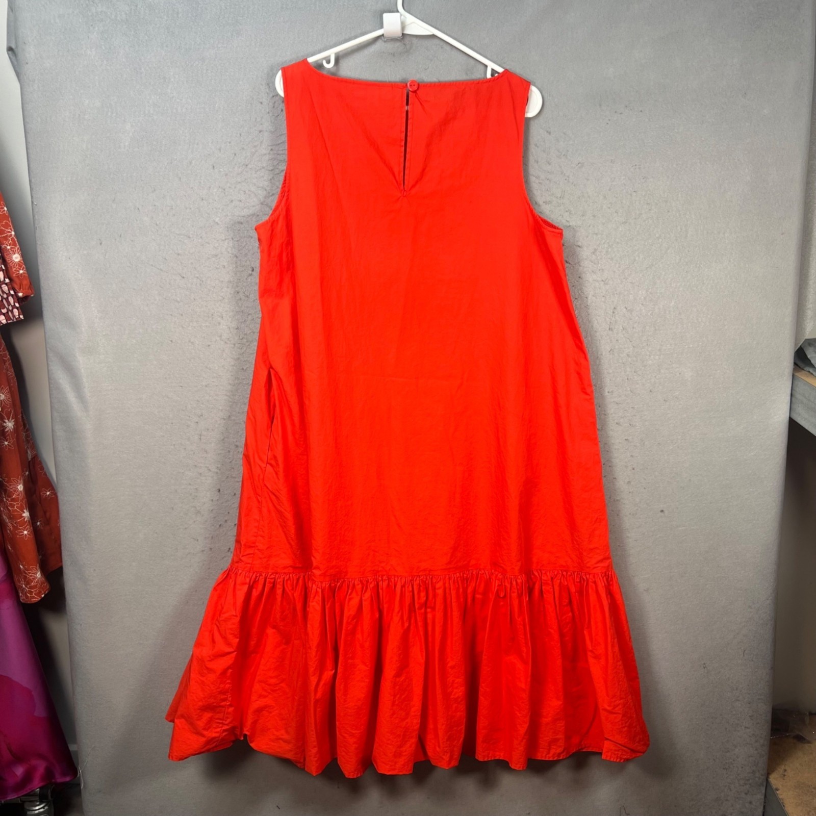 Christopher John Rogers Target XL Red Sleeveless Maxi Dress Ruffled Hem Cotton