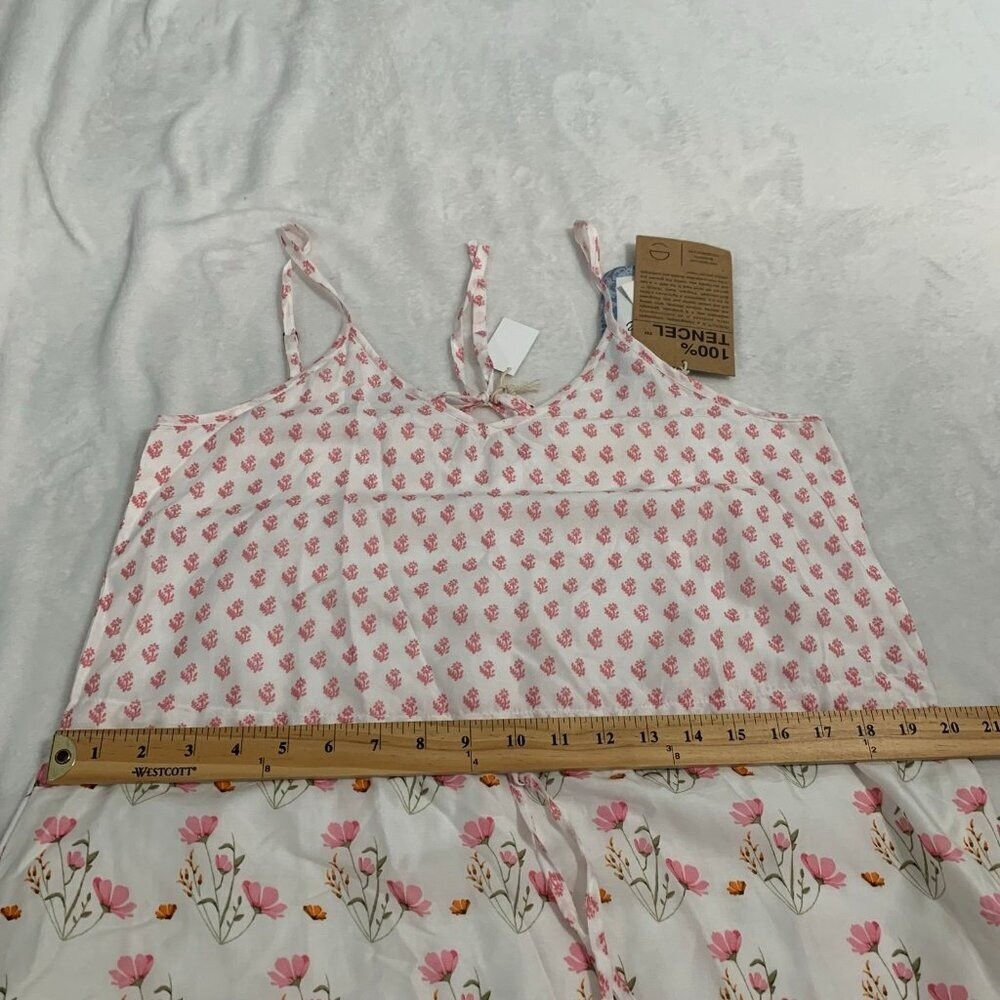 NEW Madewell x Reistor Ivory Floral Tencel Strappy Midi Dress Pink Green Small