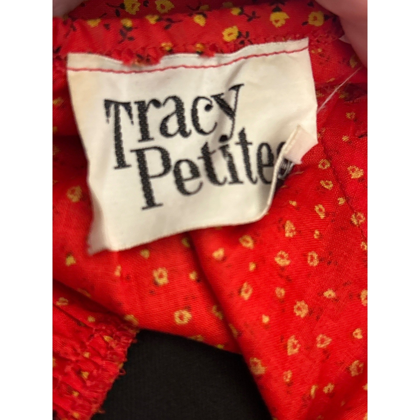 Vintage 70s 80s Tracy Petites Quilted Prairie Dress Calico Floral Ric Rac Corset