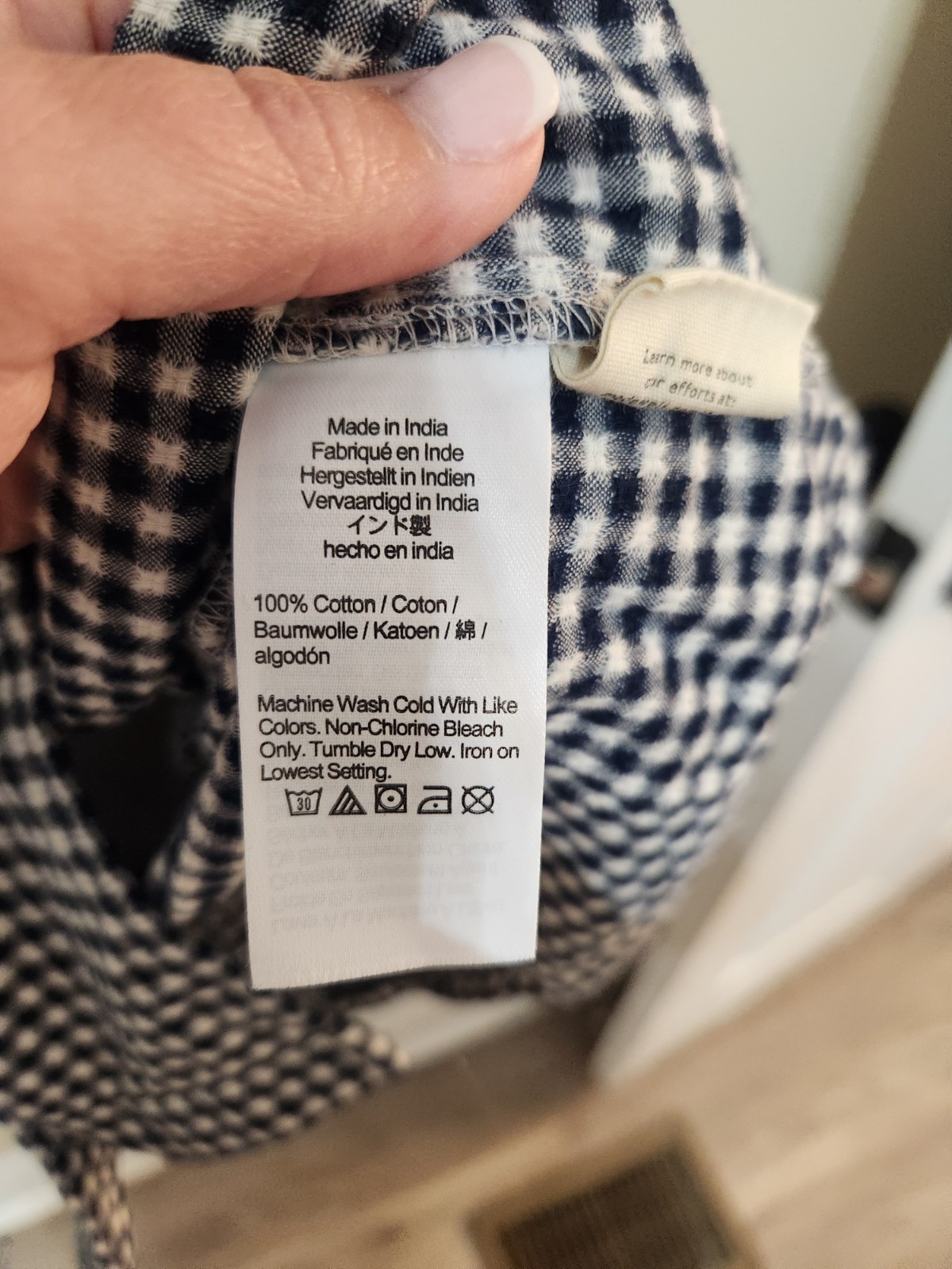 Madewell Gingham Tiered Mini Dress Blue White Cuff Sleeve Button Front XS