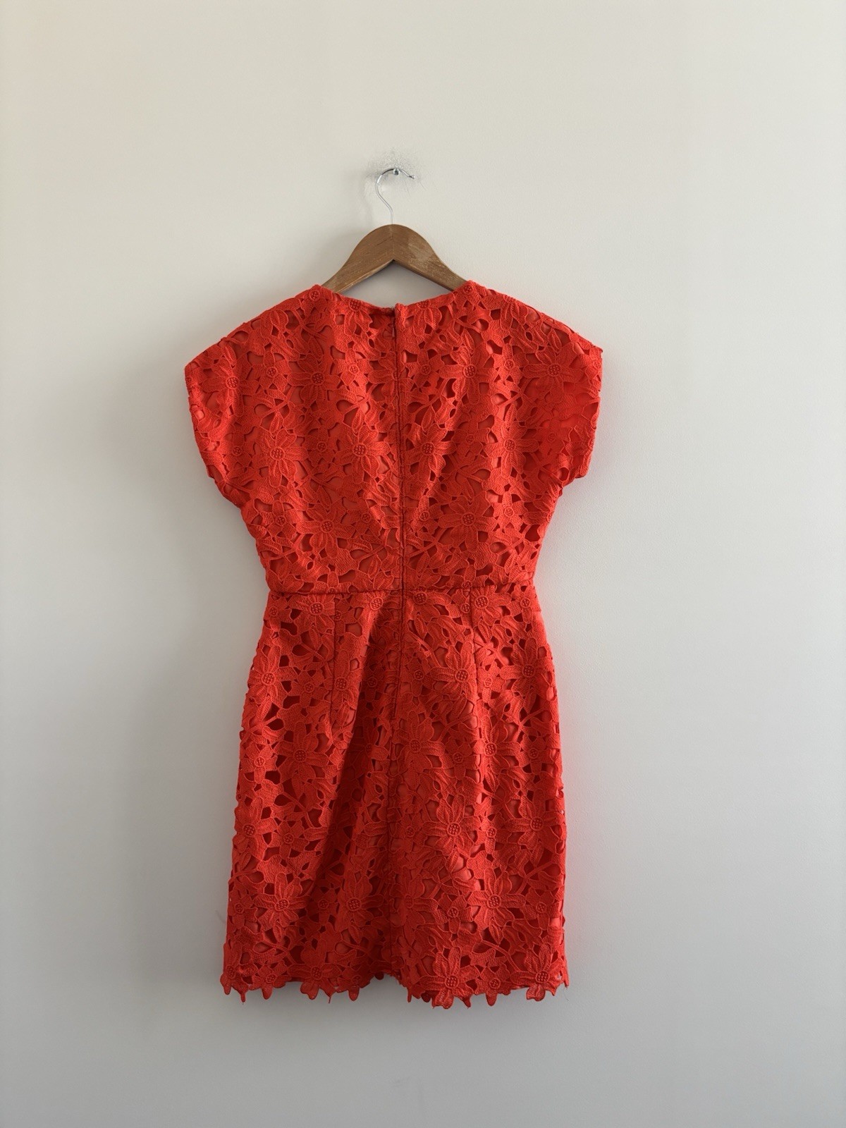 Banana Republic Dress Mini Orange Crochet Knit V-Neck Women 00P Office Wedding