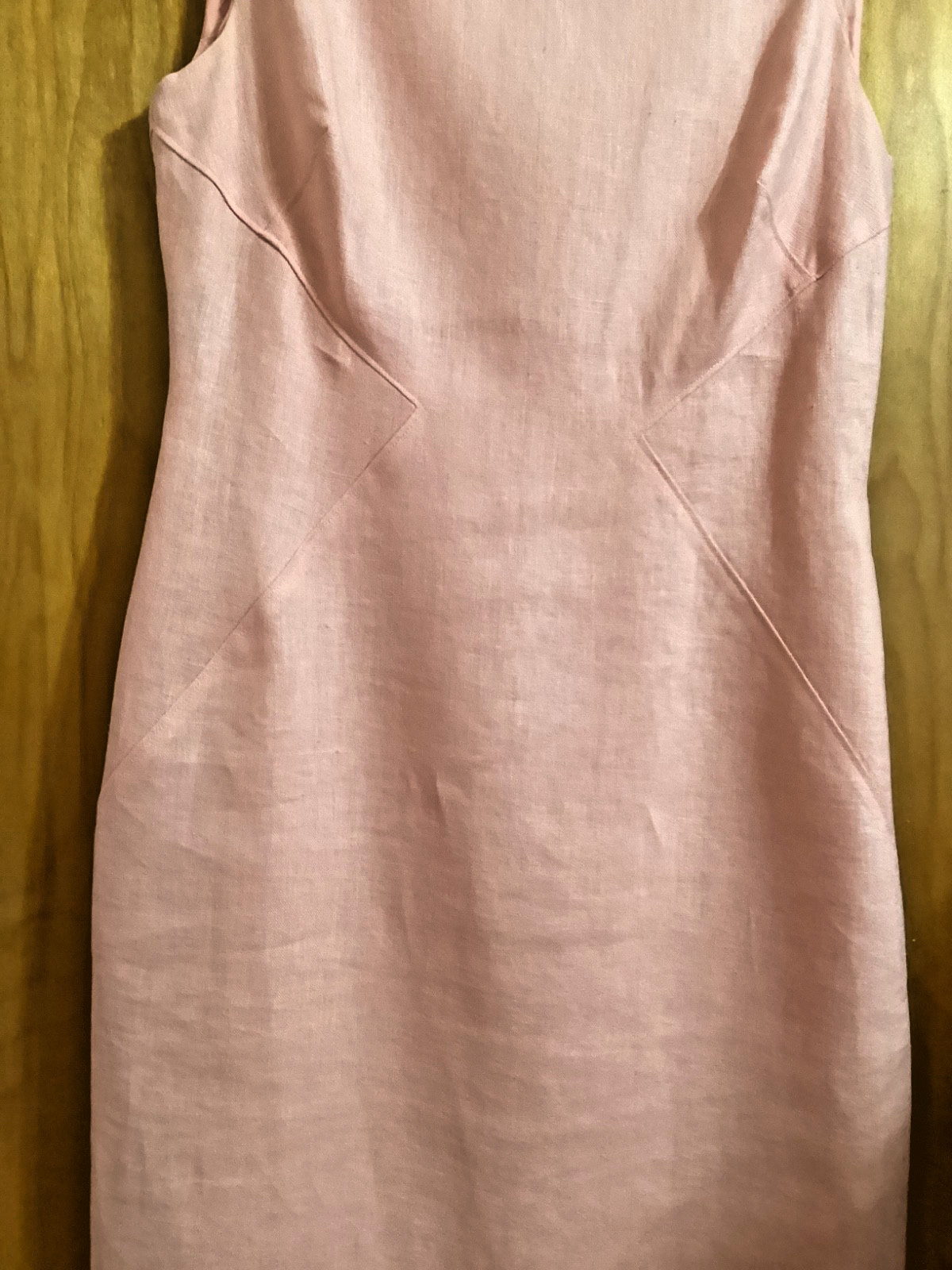 ANNE KLEIN Women’s 100% Linen Lined Square Neck Sleeveless Dress BLUSH PINK S10