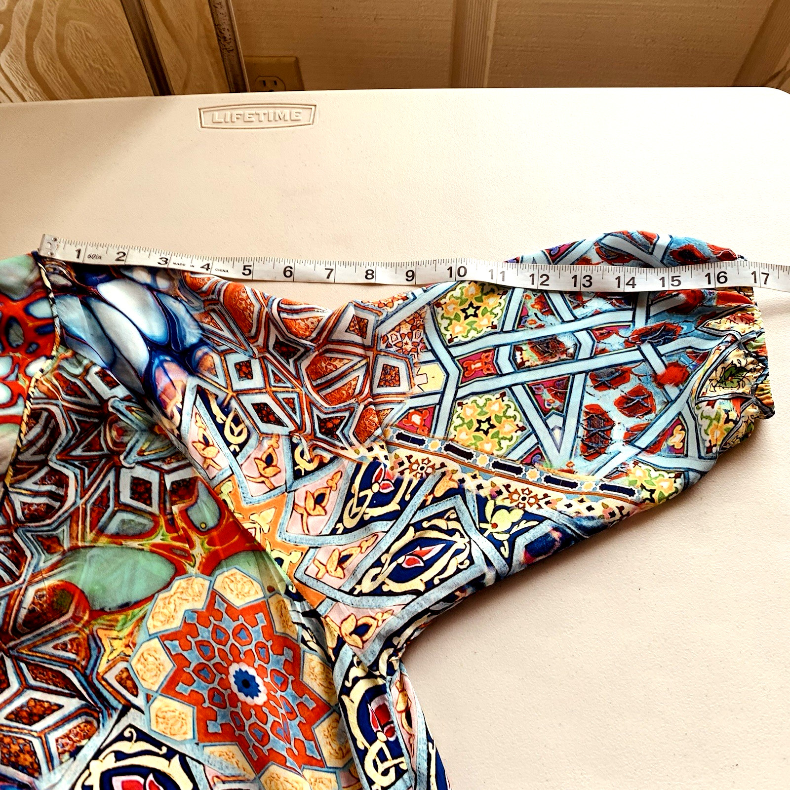 True Colours by La Moda Multi Color Mosaic Boho Silk Dress Size S/M