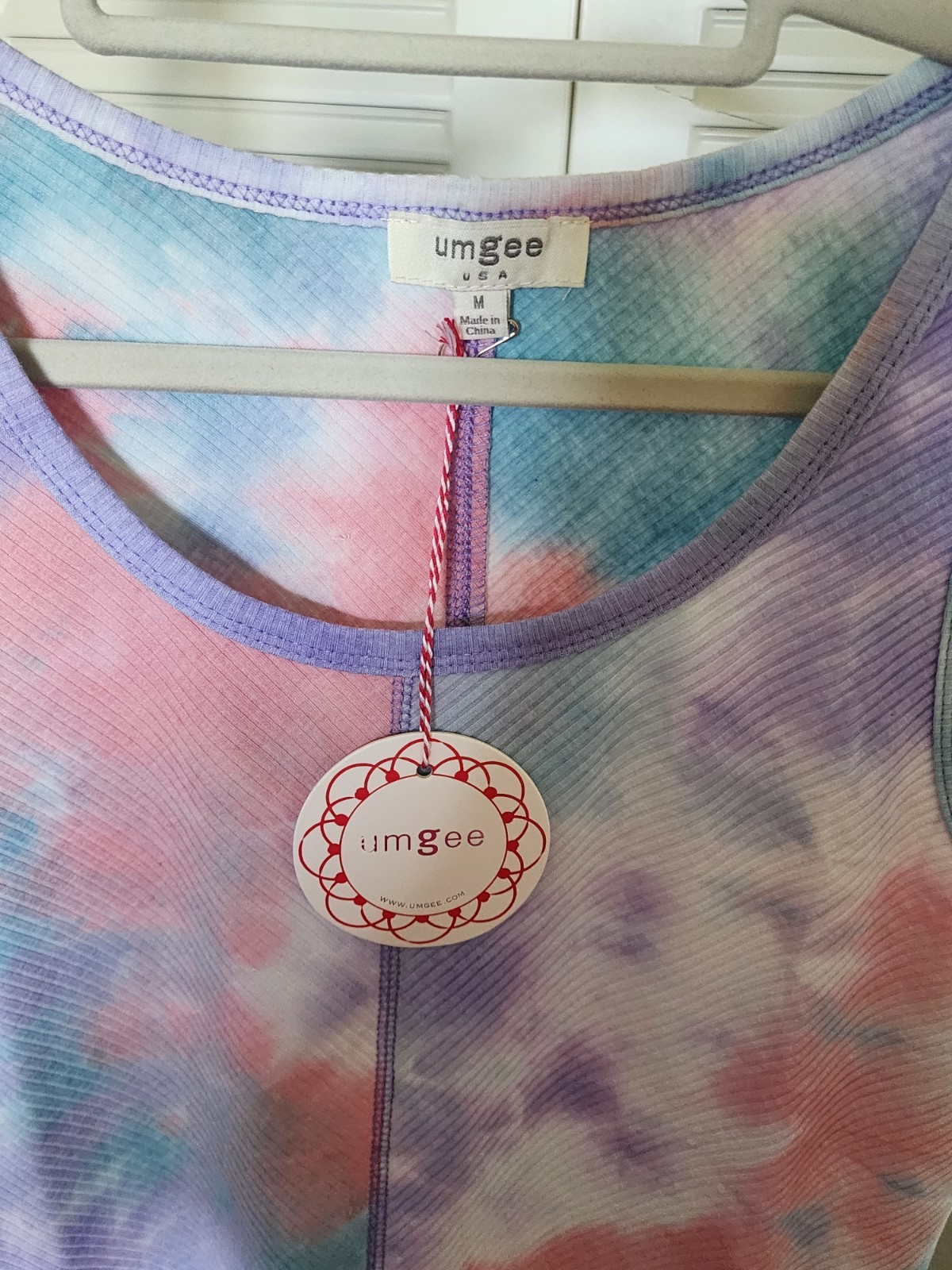Umgee Pastel Tie-Dye Ribbed Tank Dress — Lavender, Baby Blue & Pink, Size Medium